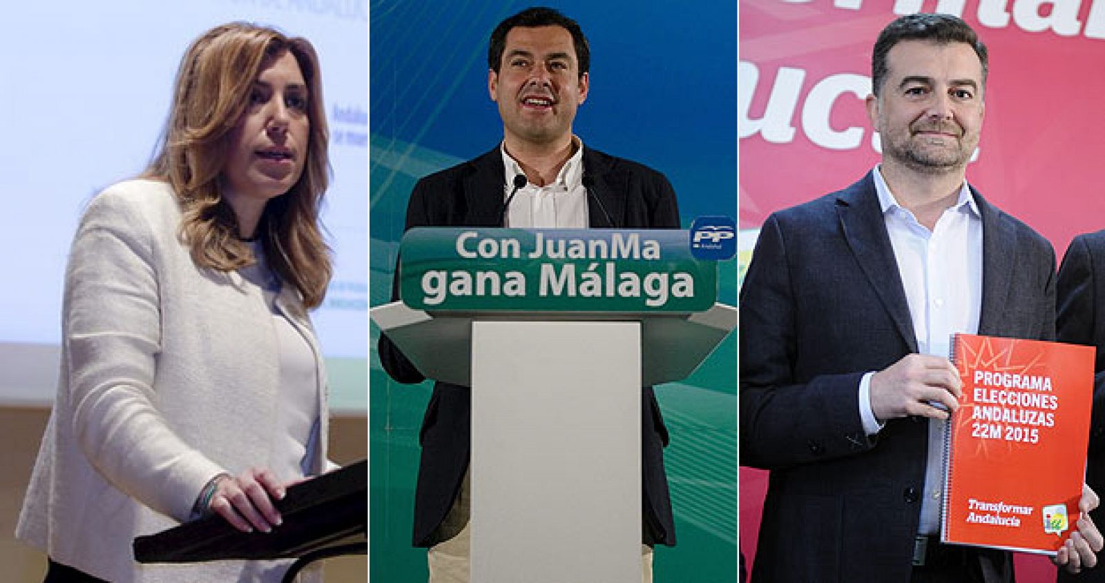 Susana Díaz, Juanma Moreno y Antonio Maíllo protagonizarán dos debates electorales en la campaña andaluza.