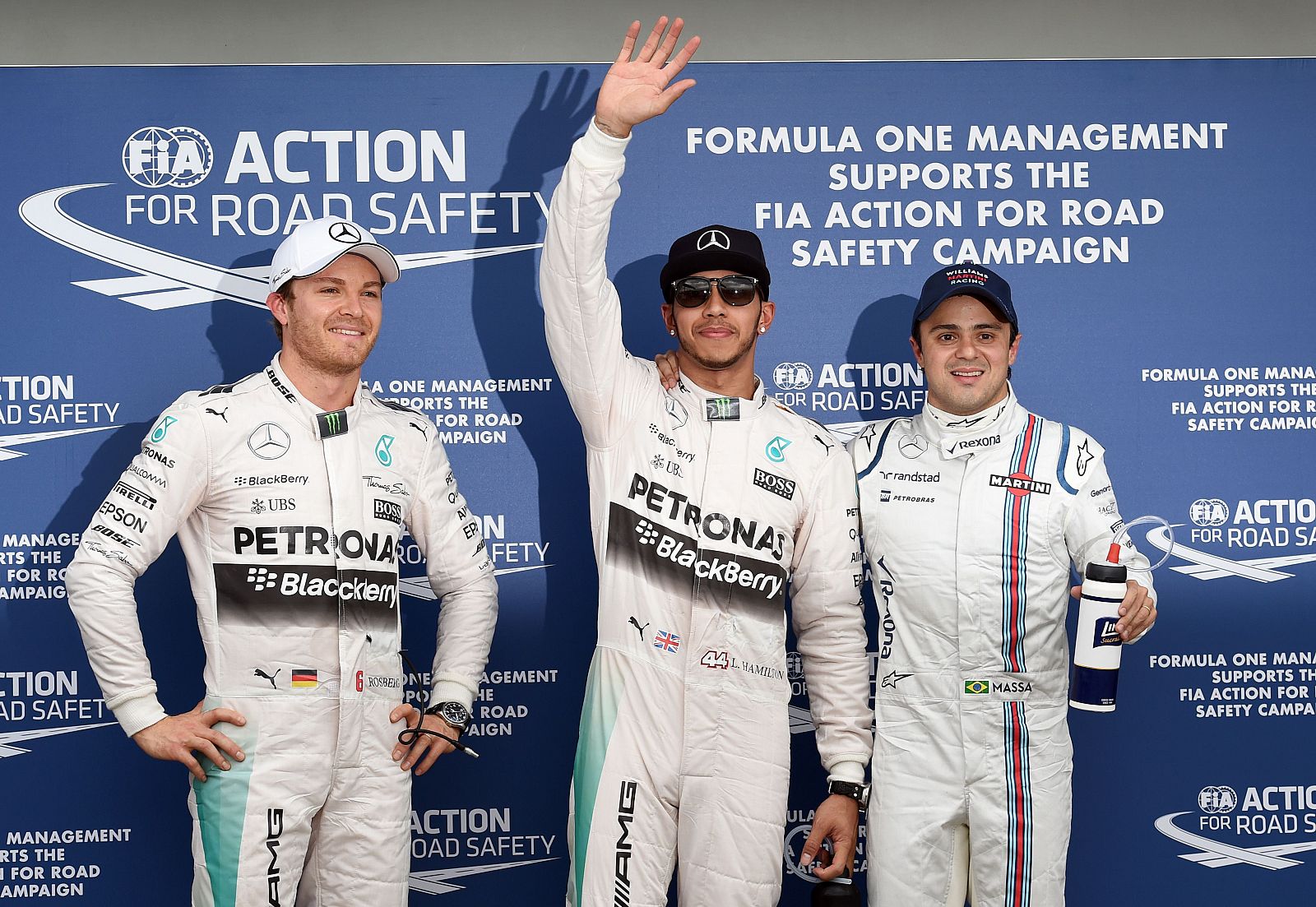 Imagen de Hamilton, Rosberg y Massa tras lograr los mejores tiempos en Australia.
