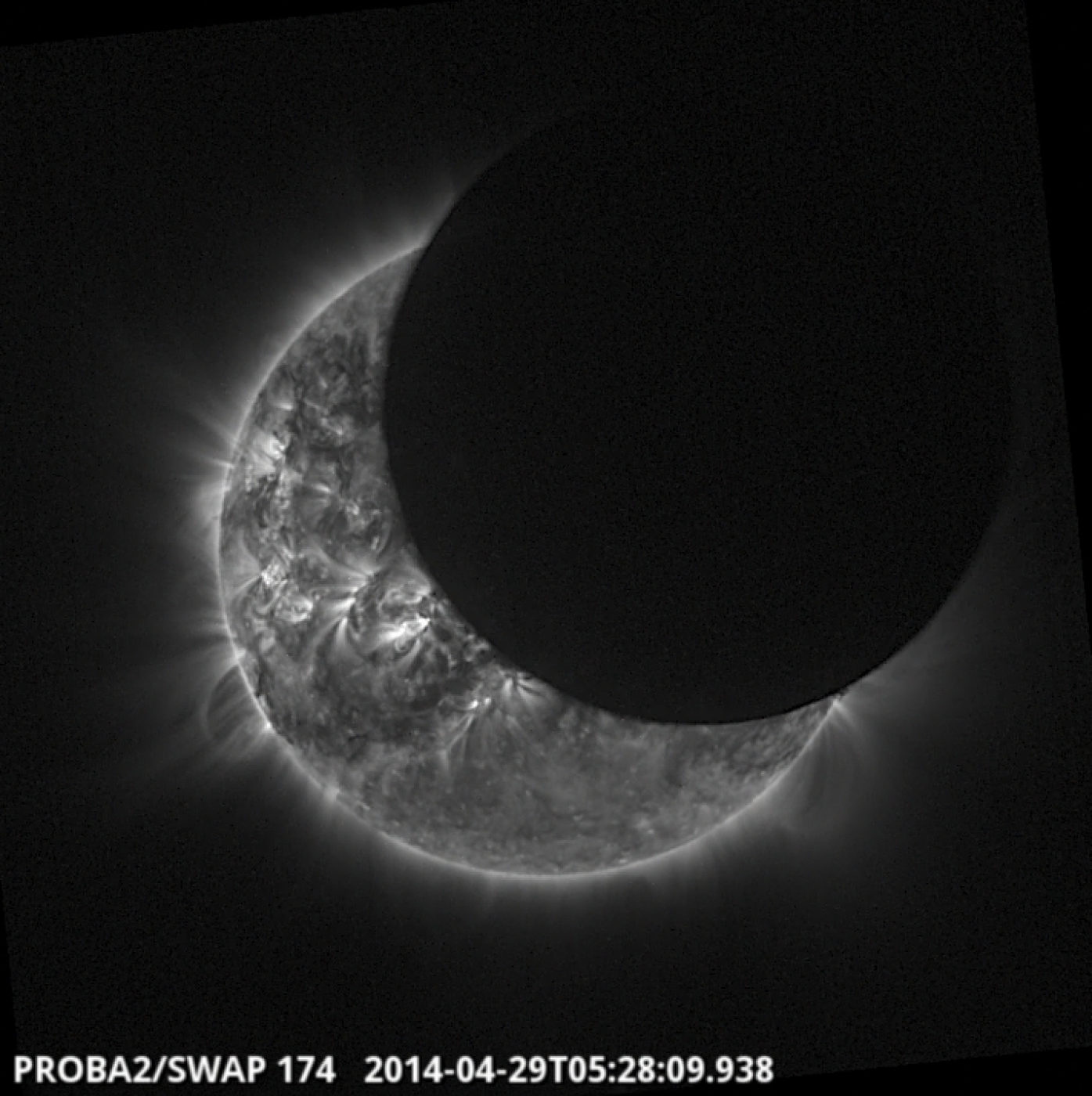 Eclipse solar fotografiado por el satélite Proba-2.