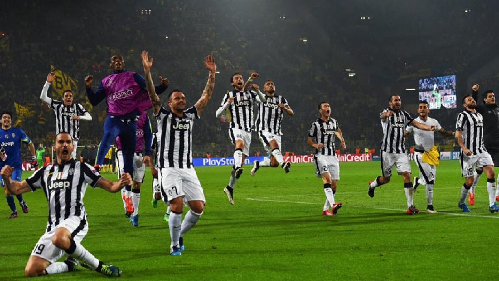 La Juventus celebra el pase a los cuartos de final de la Champions.