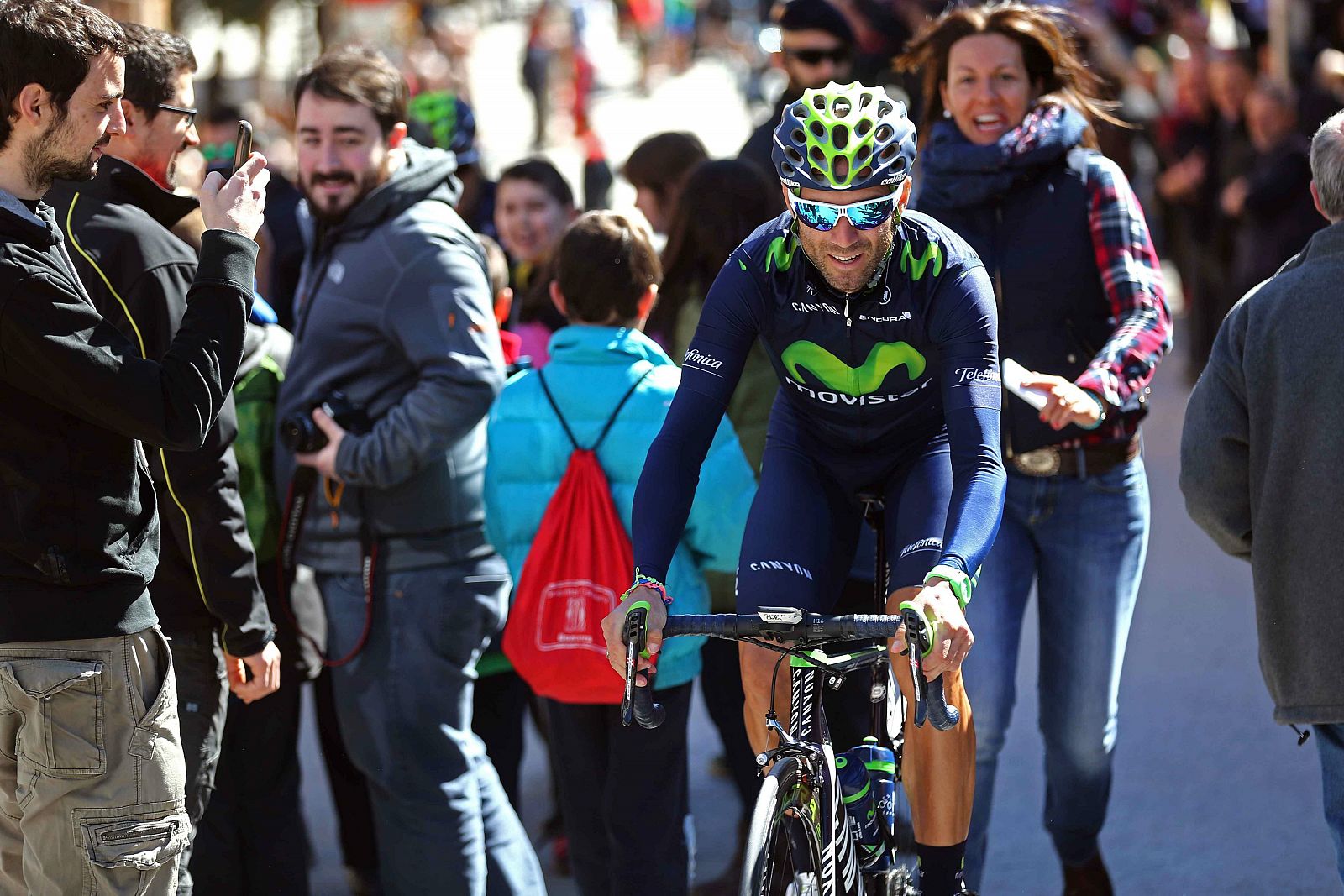 El ciclista español del Movistar, Alejandro Valverde, ganador de la quinta etapa de la Volta.