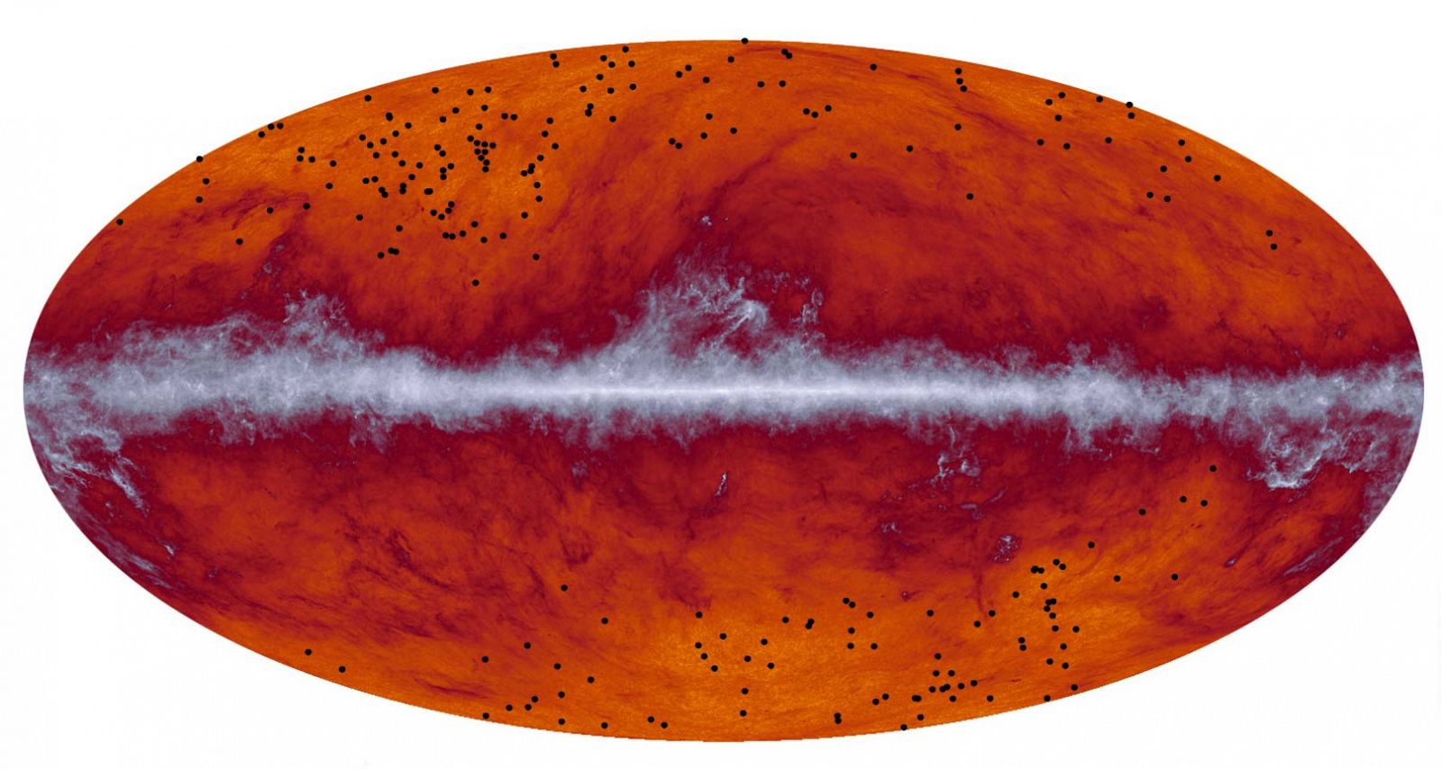 Los candidatos a protocúmulos de galaxias captados con Herschel y Planck.