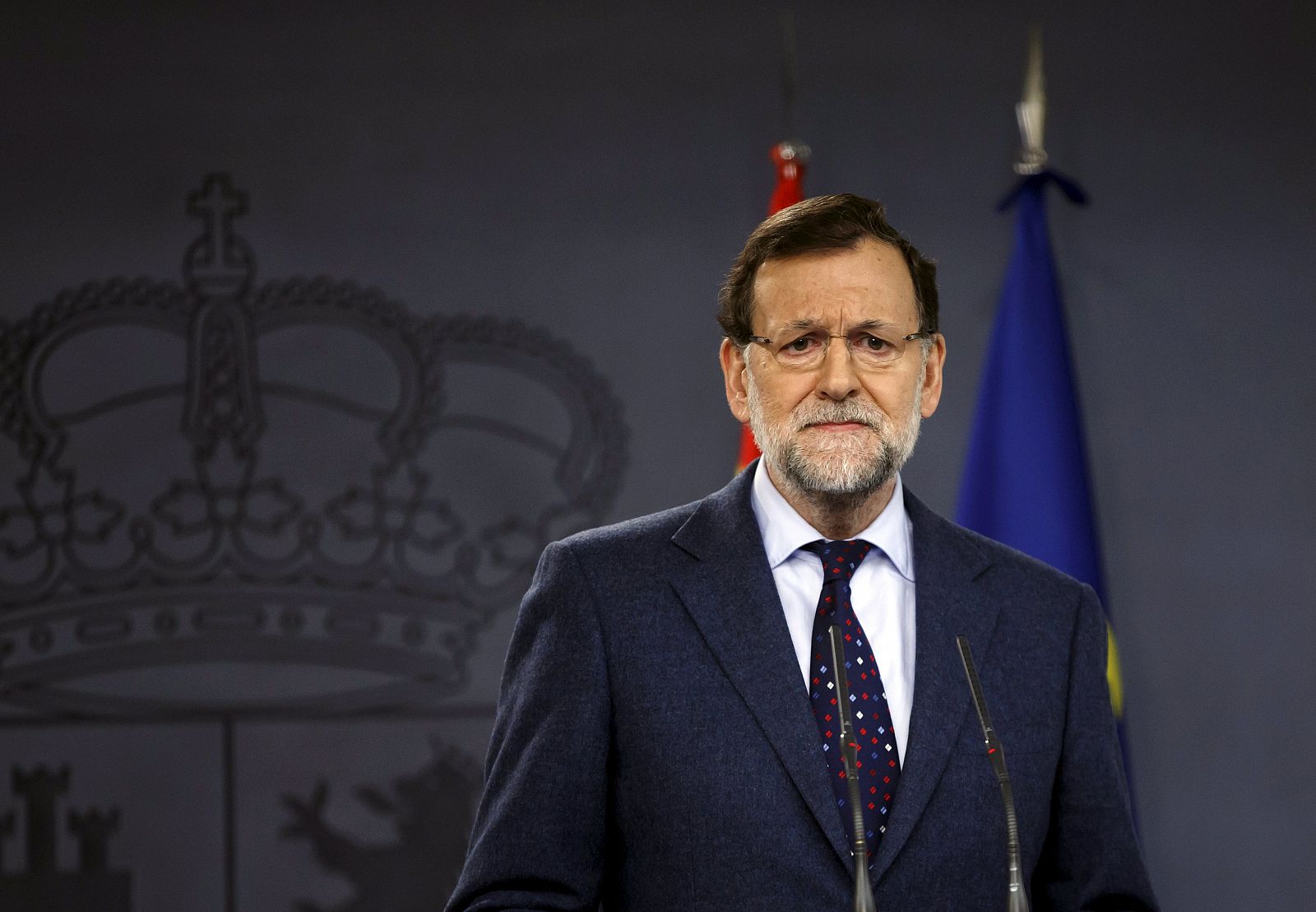 Spanish Prime Minister Mariano Rajoy attend a joint news conference with European Council President Donald Tusk at Moncloa palace in Madrid