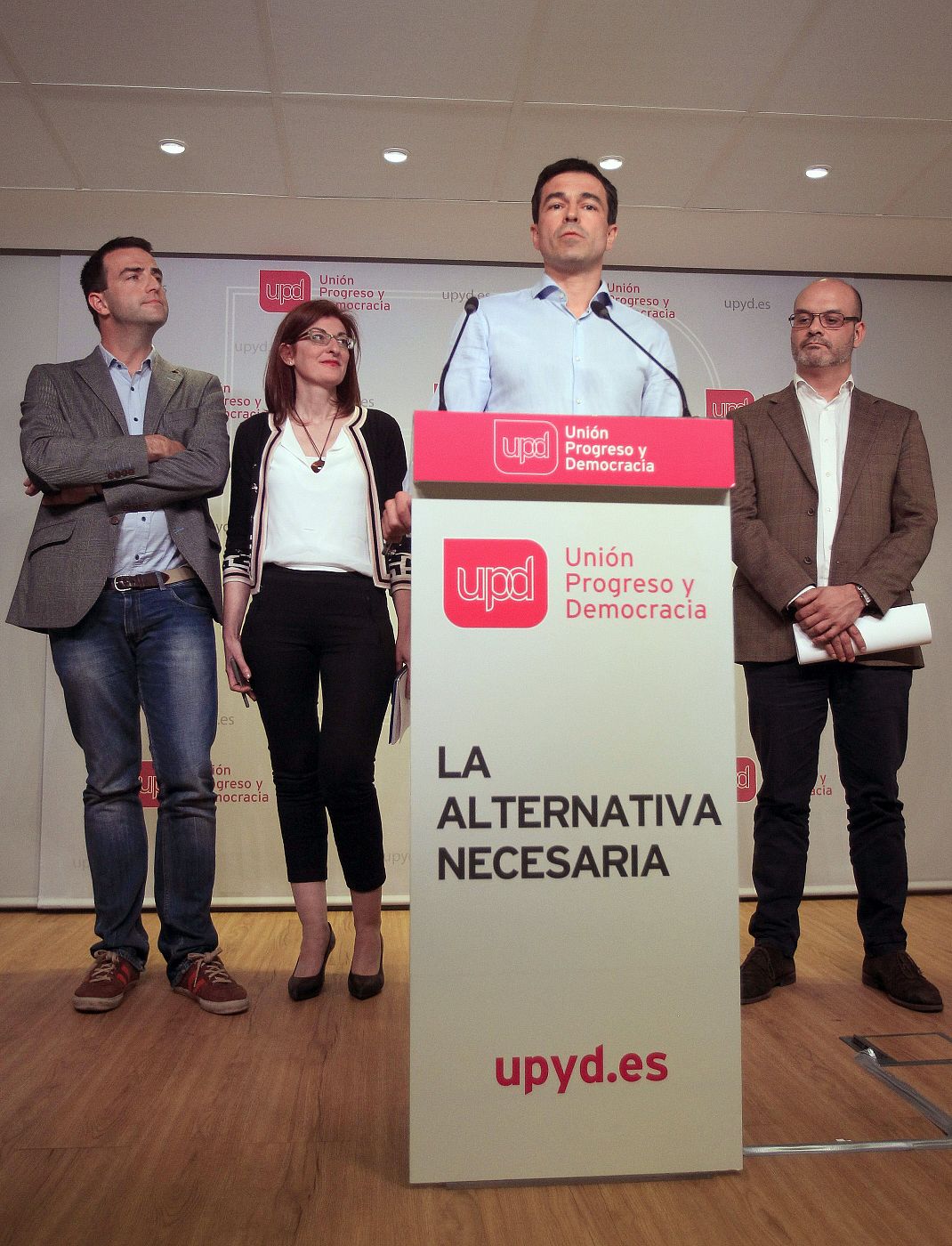 Andrés Herzog, portavoz adjunto de UPyD (segundo por la derecha) durante la rueda de prensa posterior a la reunión del Consejo Dirección del partido.