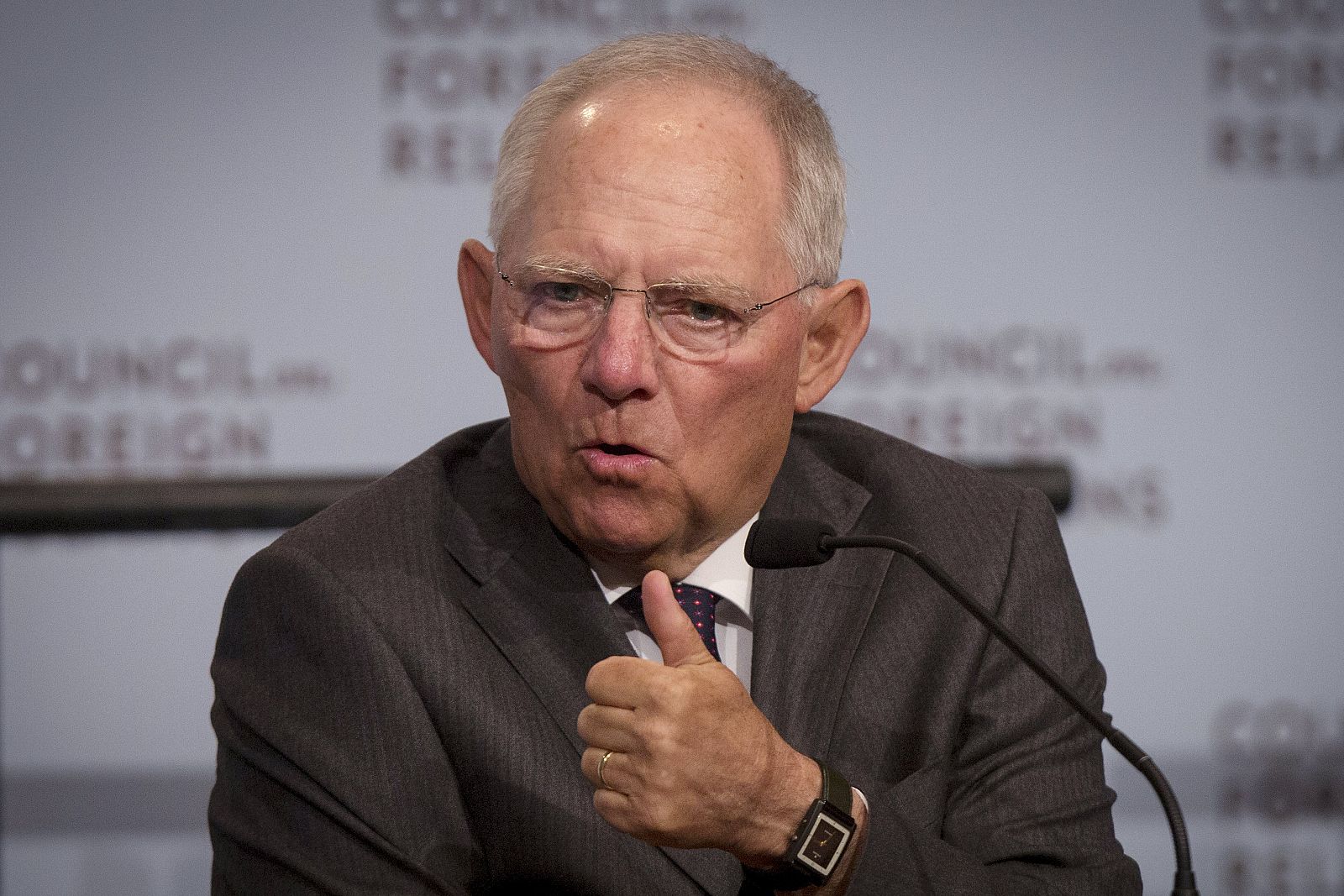 El ministro alemán de Finanzas, Wolfgang Schäuble, en el centro de estudios Council on Foreign Relations en Nueva York