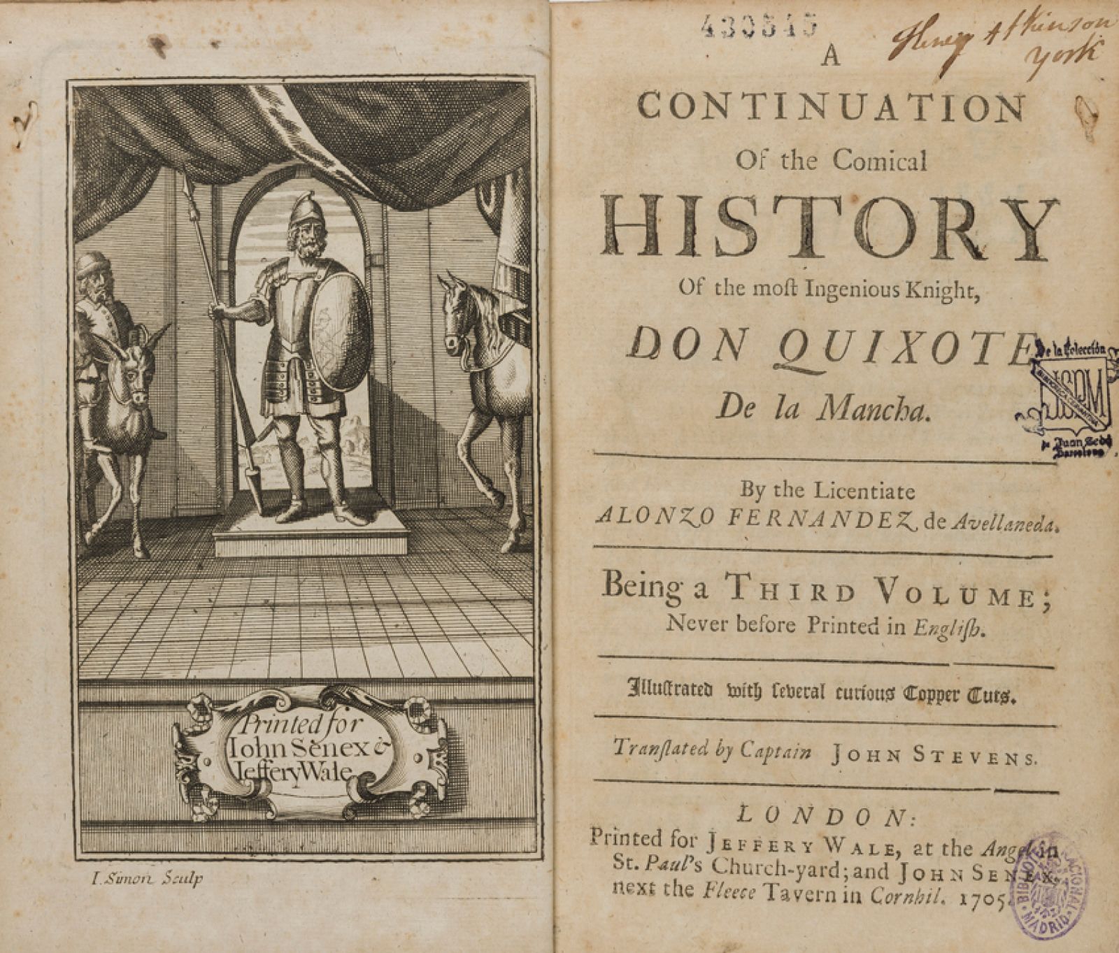 El Quijote de Avellaneda, primera edición en inglés, 1705