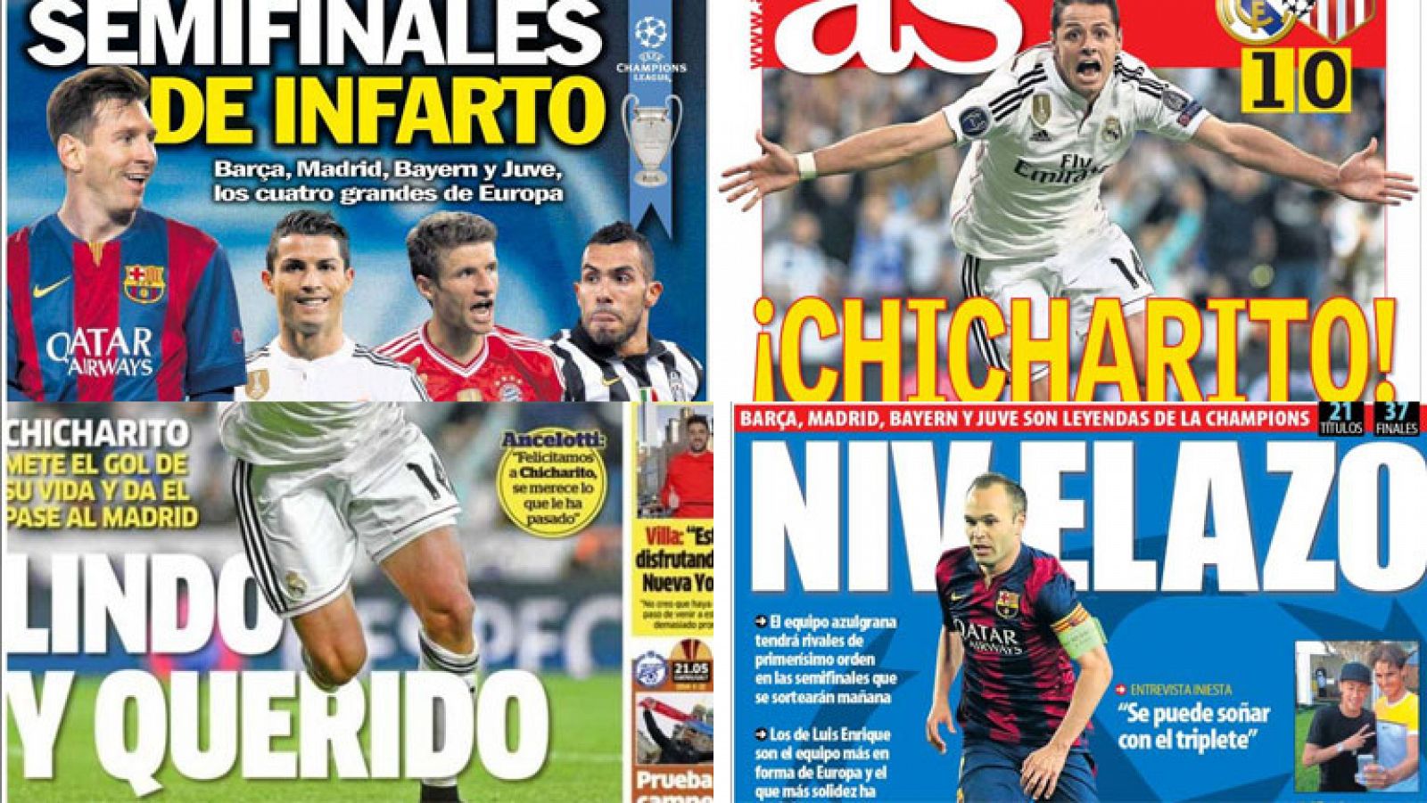 Las portadas de la prensa deportiva tras la clasificación del Madrid a semifinales de Champions.