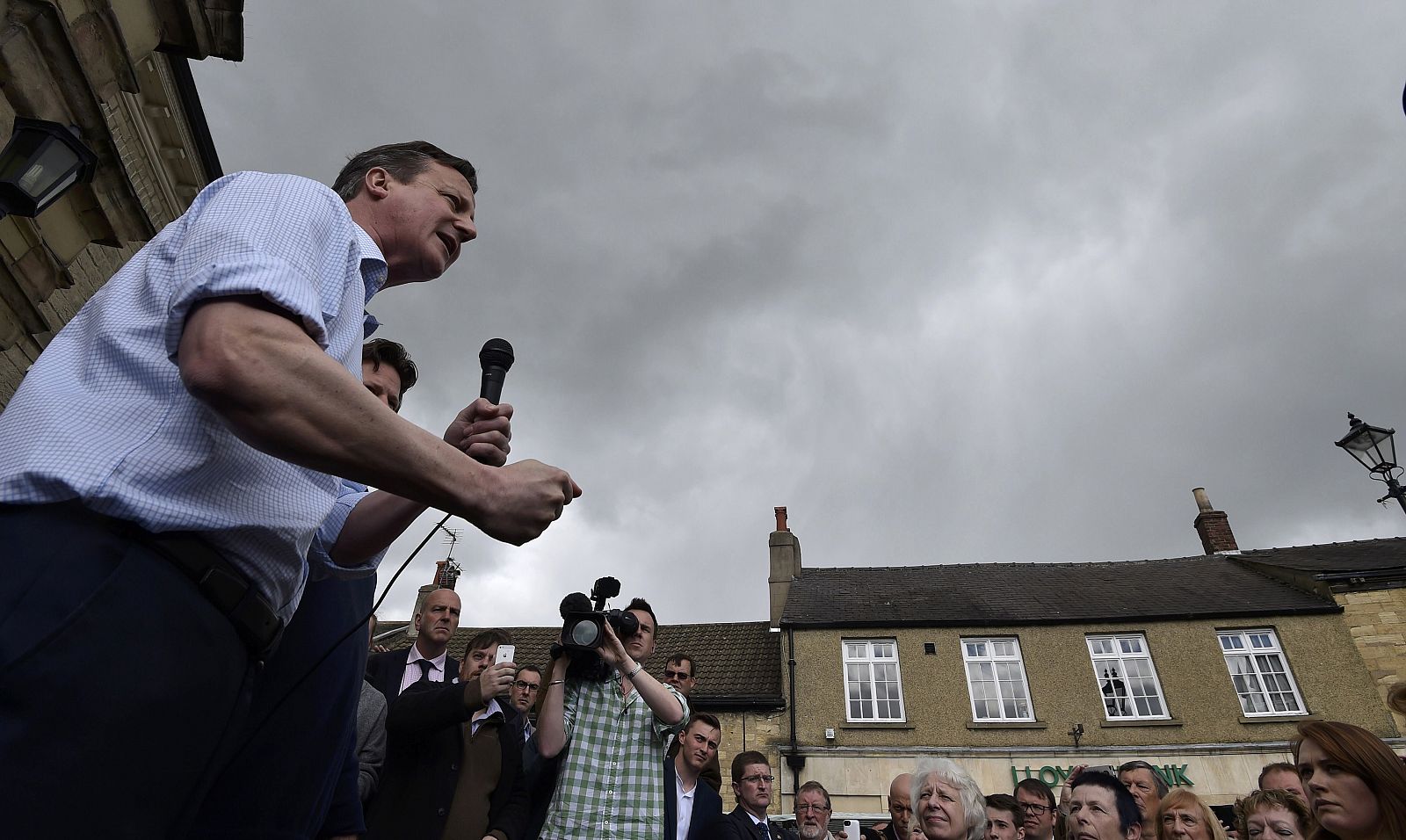 El primer ministro británico, y candidato conservador, David Cameron, en un acto de campaña