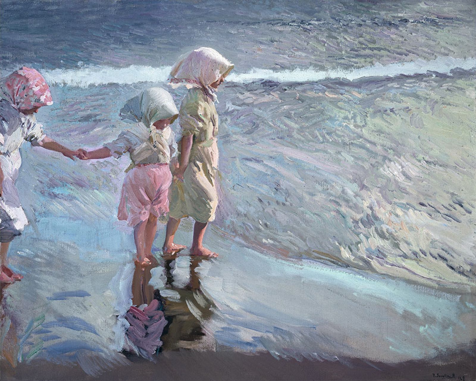 "Las tres hermanas en la playa", Sorolla (1908)