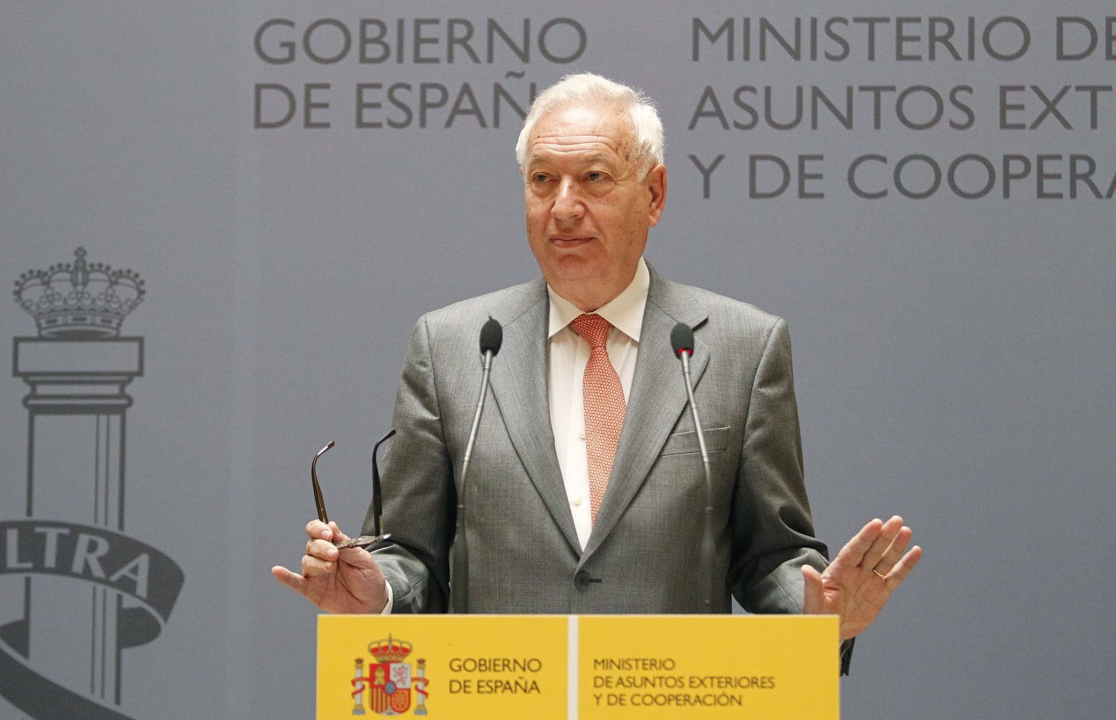 El ministro de Asuntos Exteriores, José Manuel García-Margallo, durante la rueda de prensa.