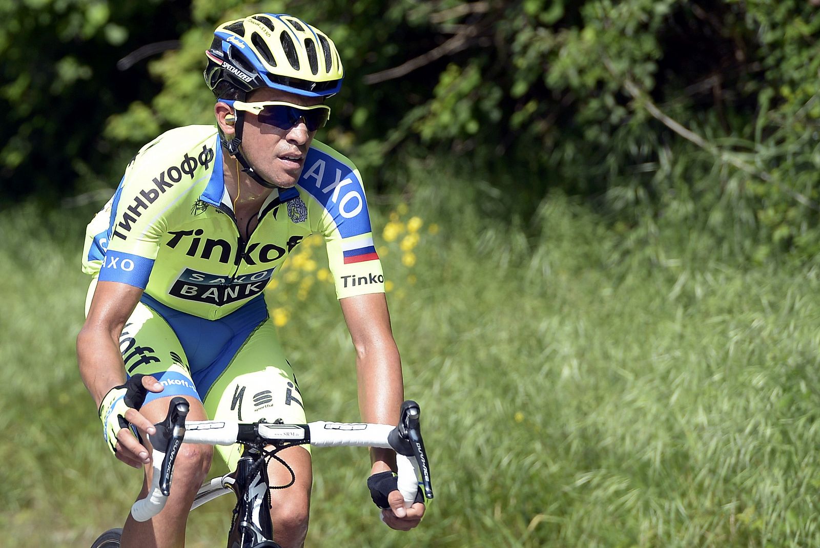 Imagen del líder del Tinkoff-Saxo, Alberto Contador, durante la cuarta etapa del Giro de Italia.