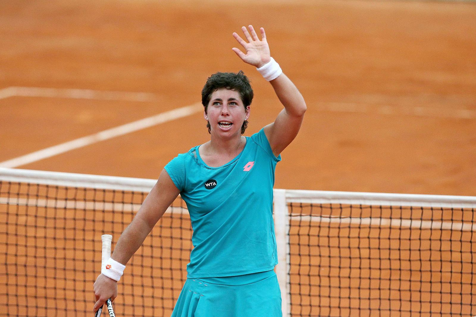 Carla Suárez celebra su pase a la final de Roma.