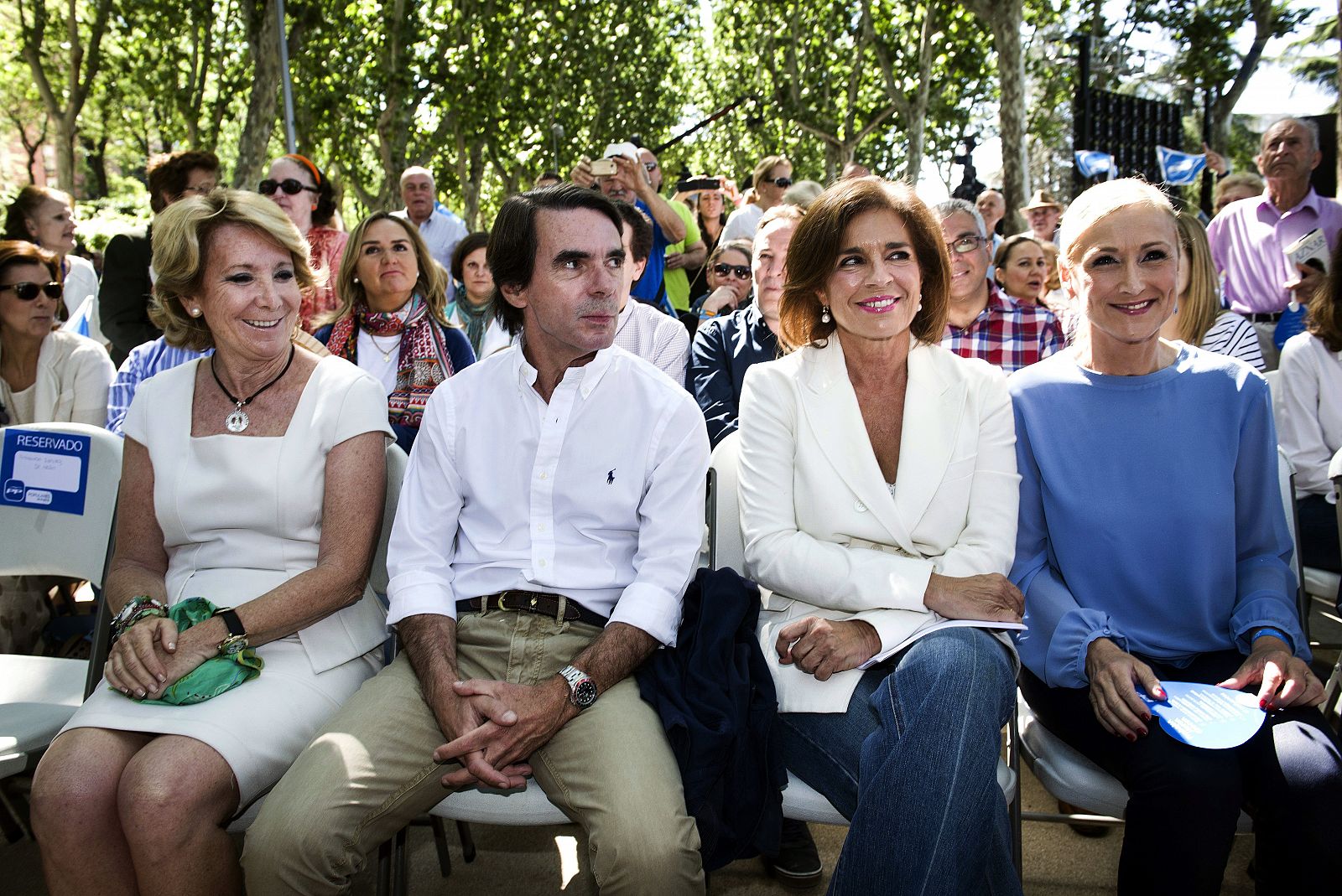 De izquierda a derecha: Esperanza Aguirre, José María Aznar, Ana Botella y Cristina Cifuentes