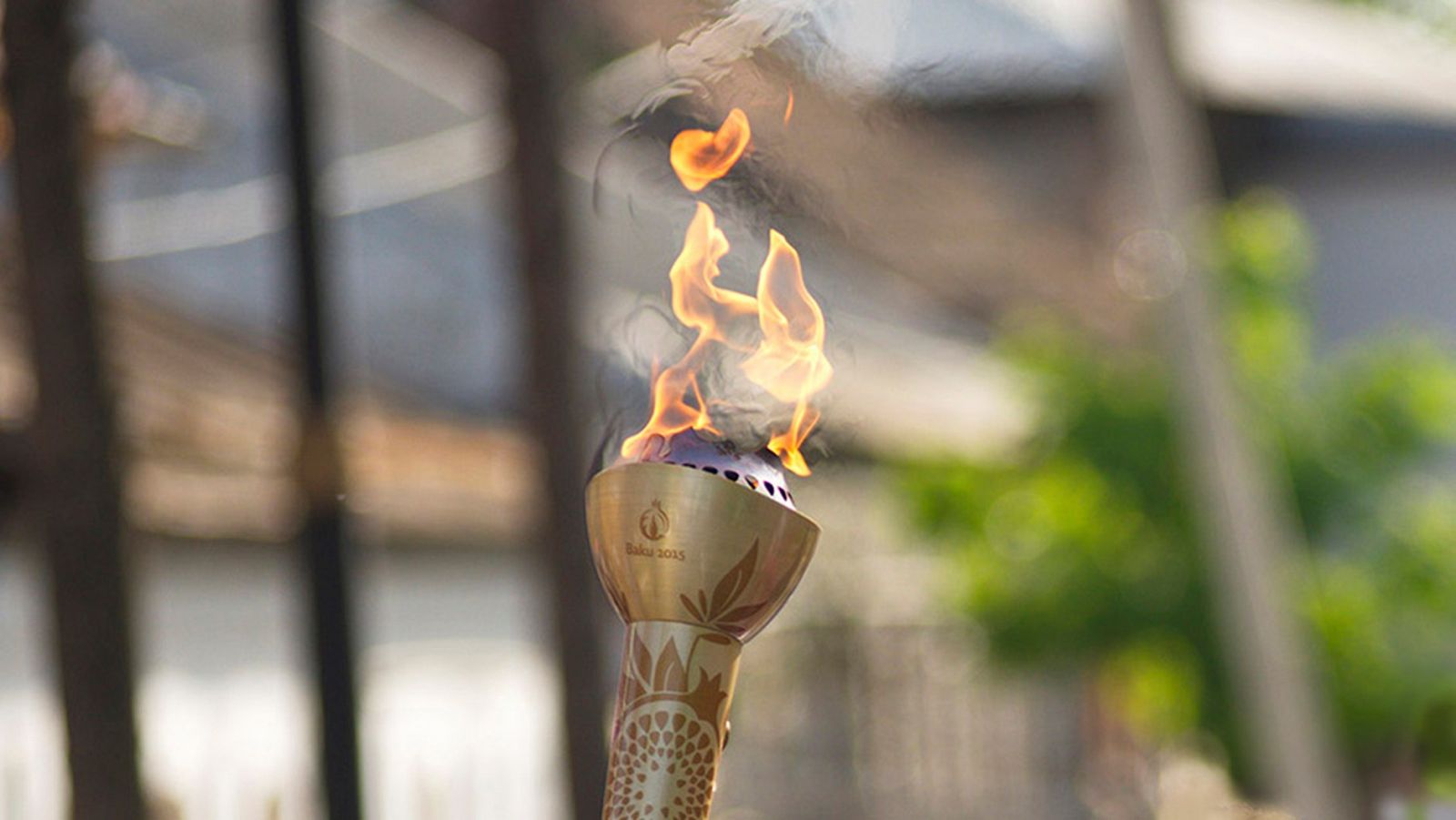 La antorcha olímpica de Bakú, uno de los símbolos de los I Juegos Europeos.