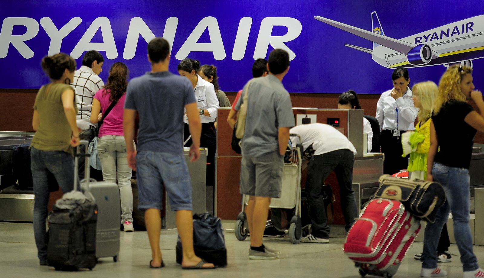 Mostradores de facturación de Ryanair en el aeropuerto de Barcelona