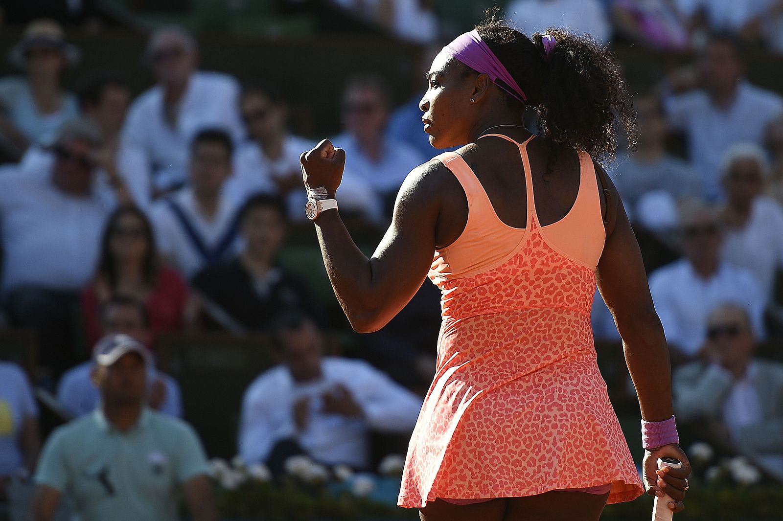 Serena Williams celebra uno de los puntos del partido.