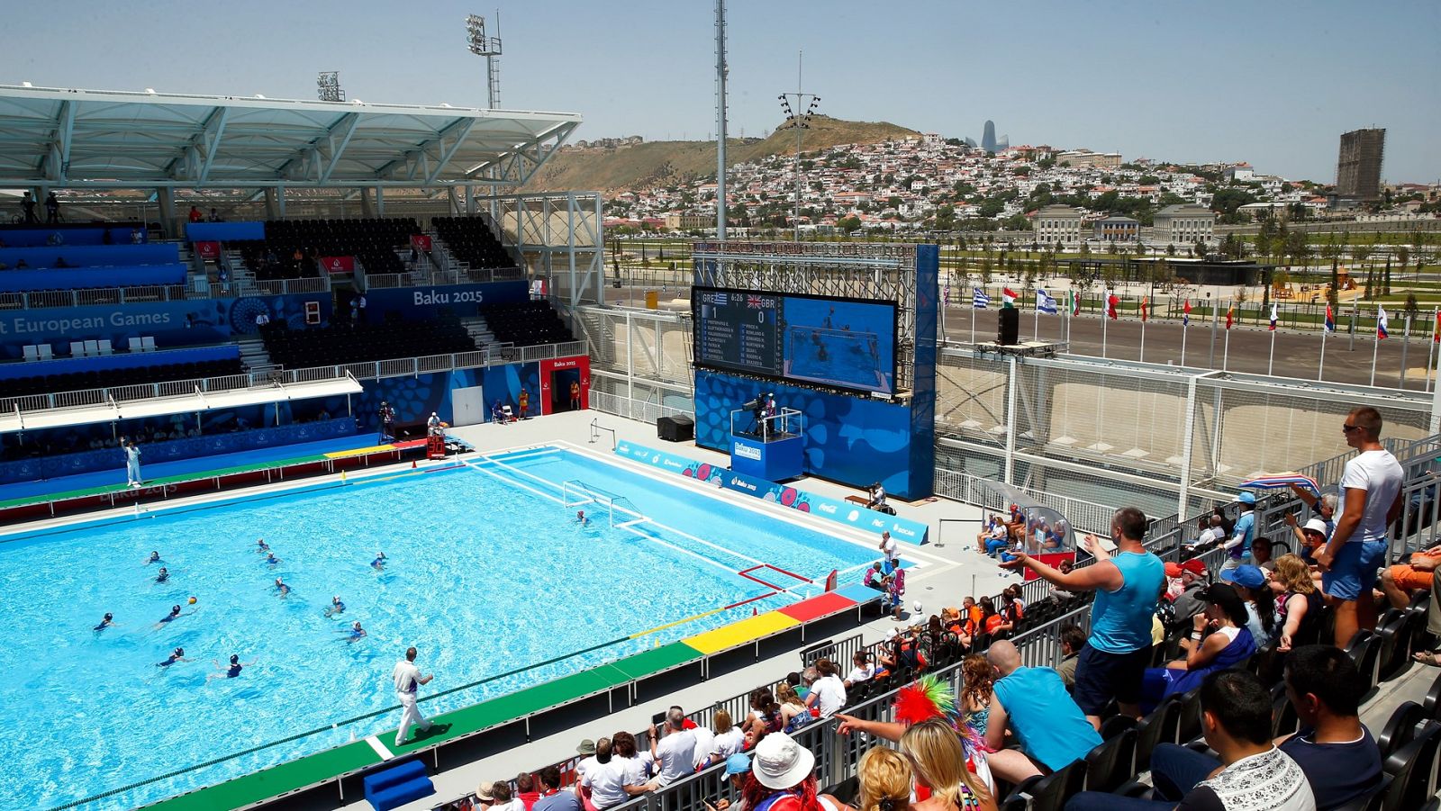 Imagen de una piscina de waterpolo en los Juegos de Bakú.