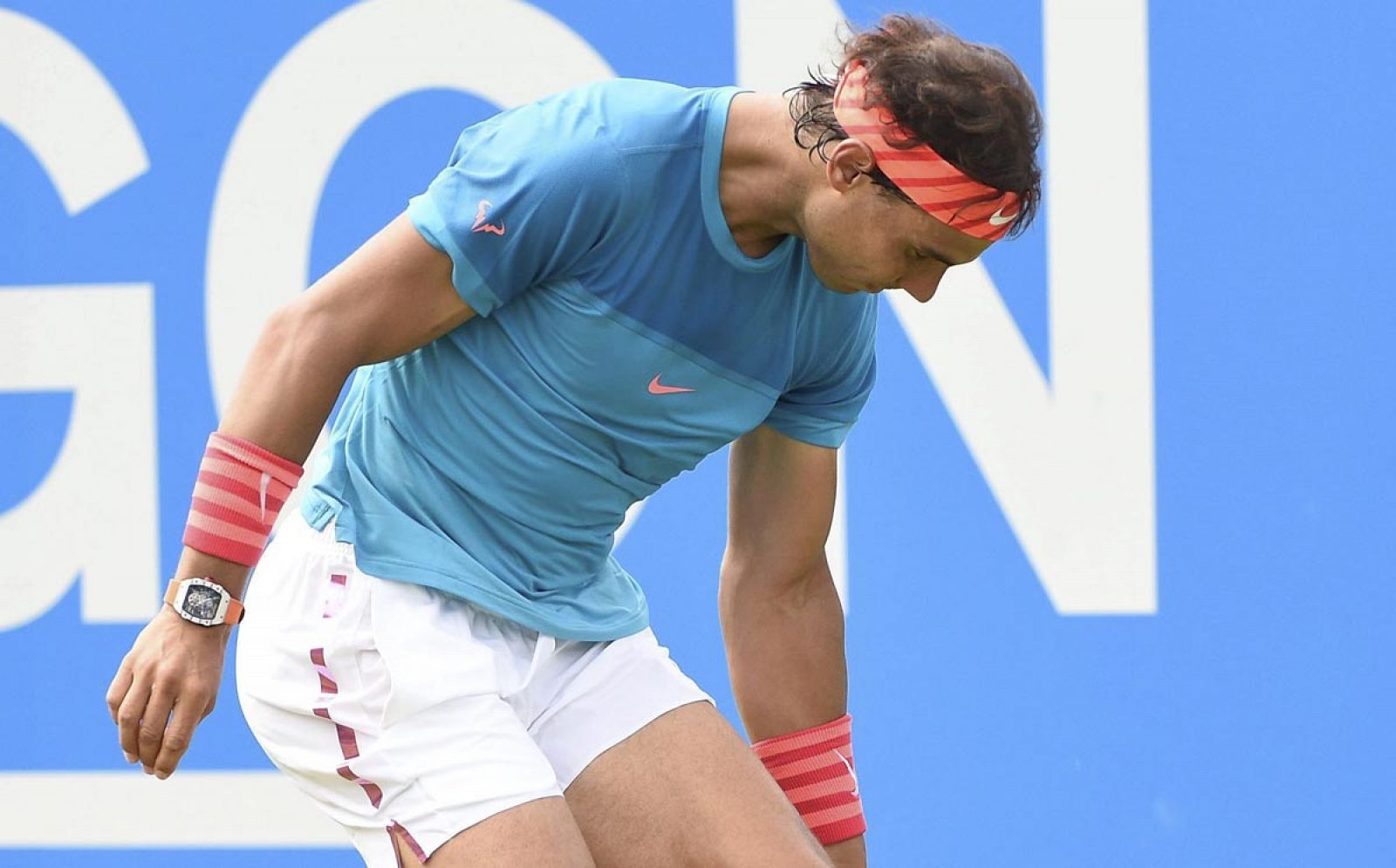 El tenista español Rafa Nadal durante el partido de primera ronda contra el tenista ucraniano Alexandr Dolgopov.