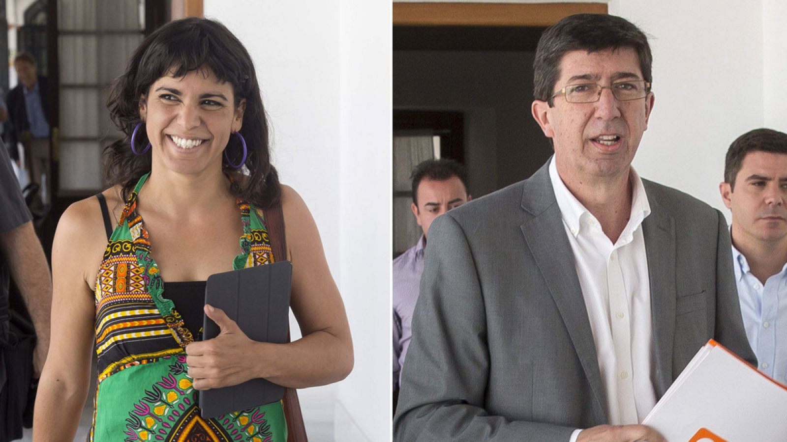 Los portavoces de Podemos y C's en Andalucía, Teresa Rodríguez y Juan Marín
