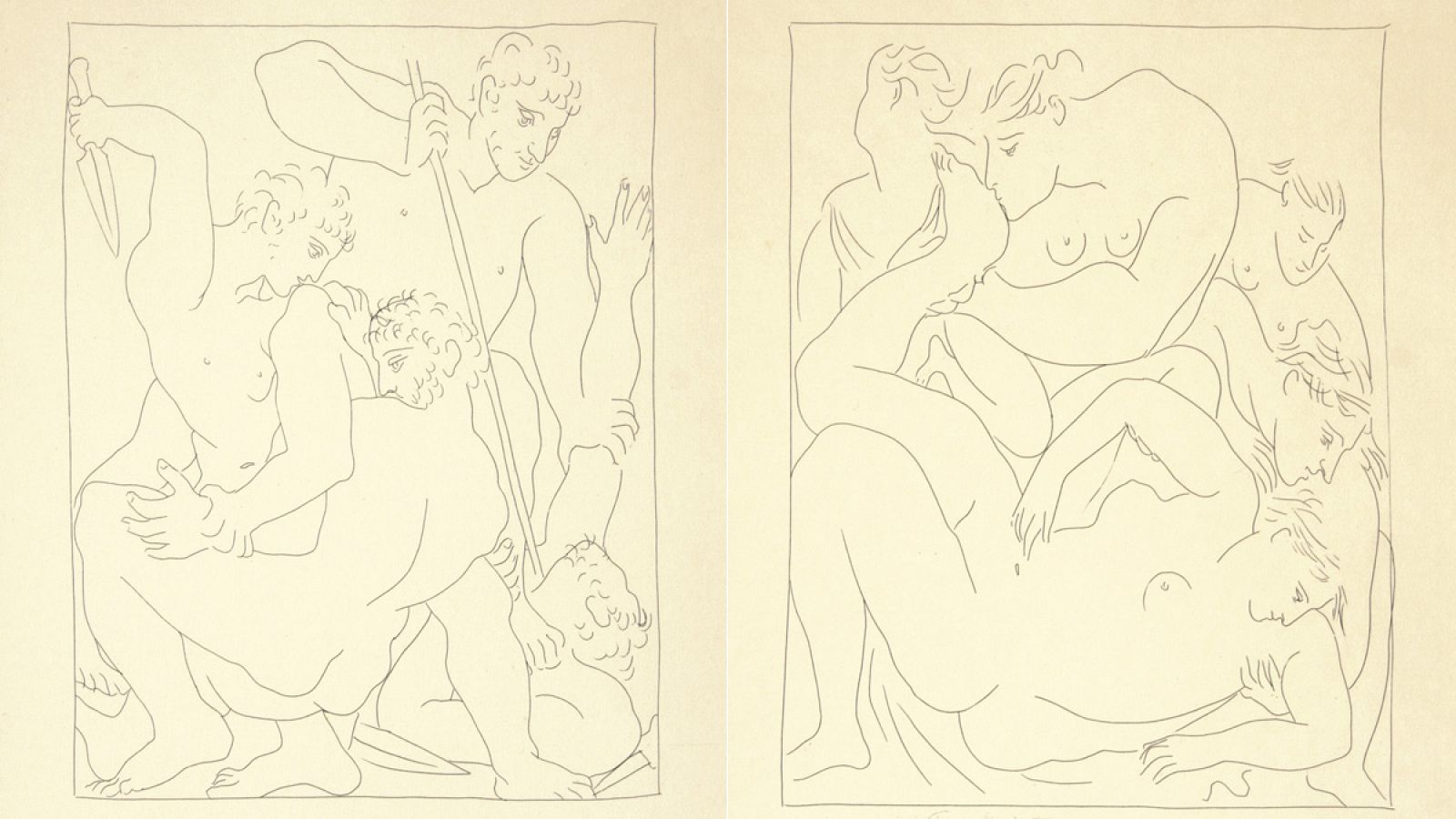 Dos de los aguafuertes de Picasso para ilustrar 'Las metamorfosis' de Ovidio.