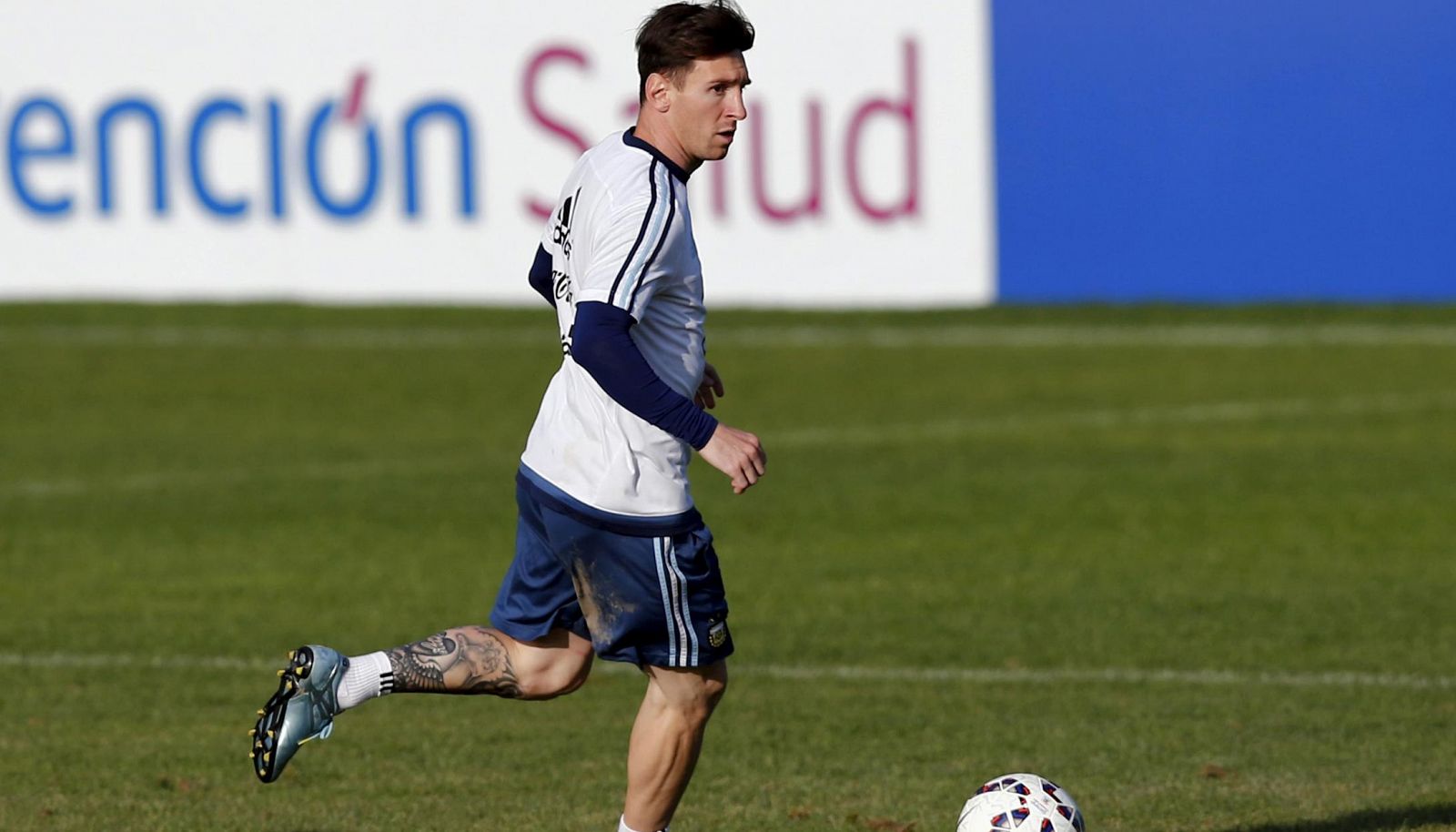 Messi, en un entrenamiento con Argentina.