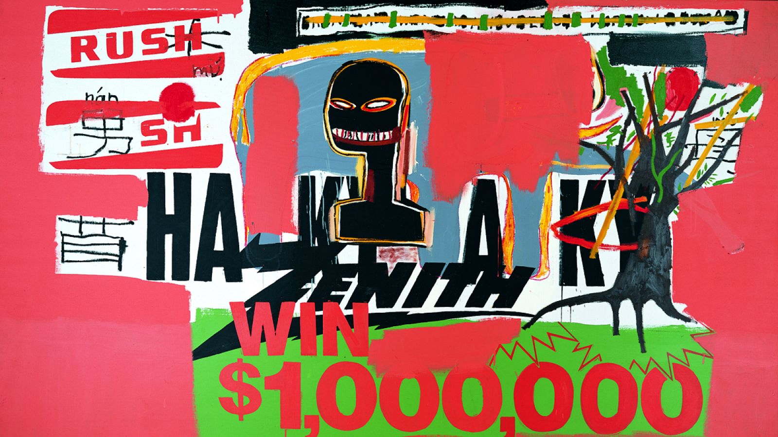 Jean-Michel Basquiat y Andy Warhol. 'Gana 1.000.000 de dólares (Win $ 1'000'000)', 1984. 
Colección Bischofberger, Suiza.