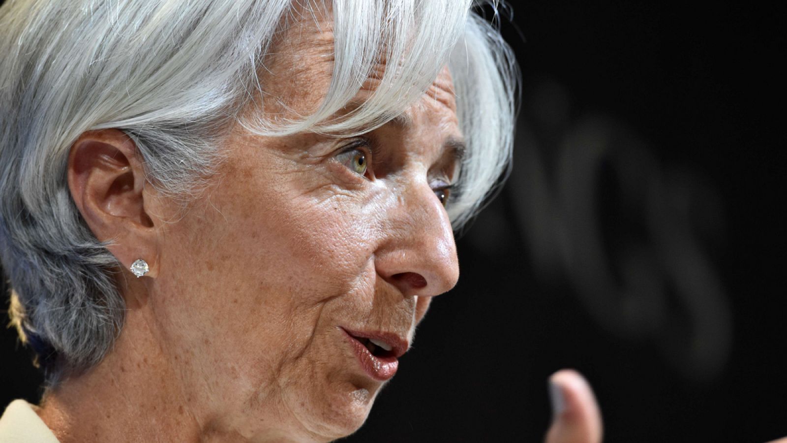 Un momento de la intervención de la directora gerente de Fondo Monetario Internacional (FMI), Christine Lagarde, sobre Grecia en el Brookings Institute de Washington.