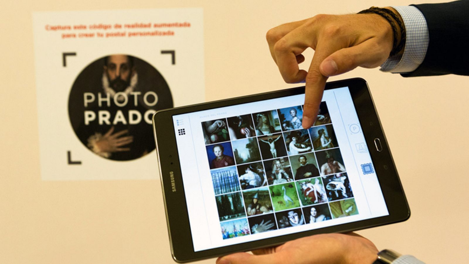 Imagen de la aplicación Photo Prado en una tableta. Museo del Prado