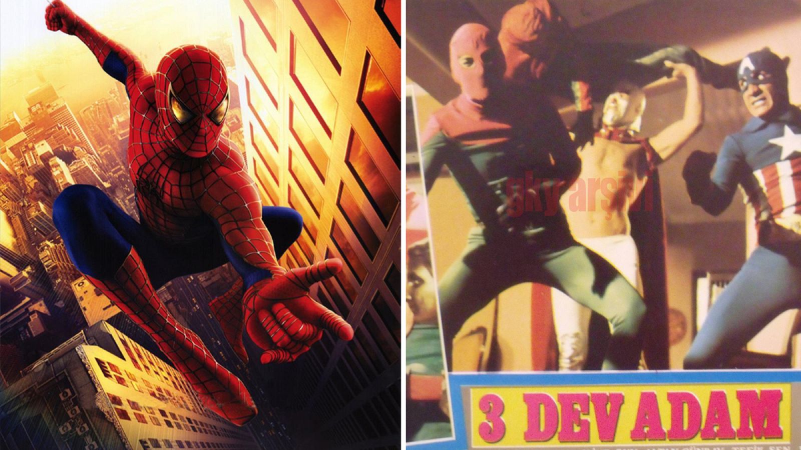 Pósters de las películas 'Spiderman' (2002) y 'Capitán América y el Santo vs Spiderman'