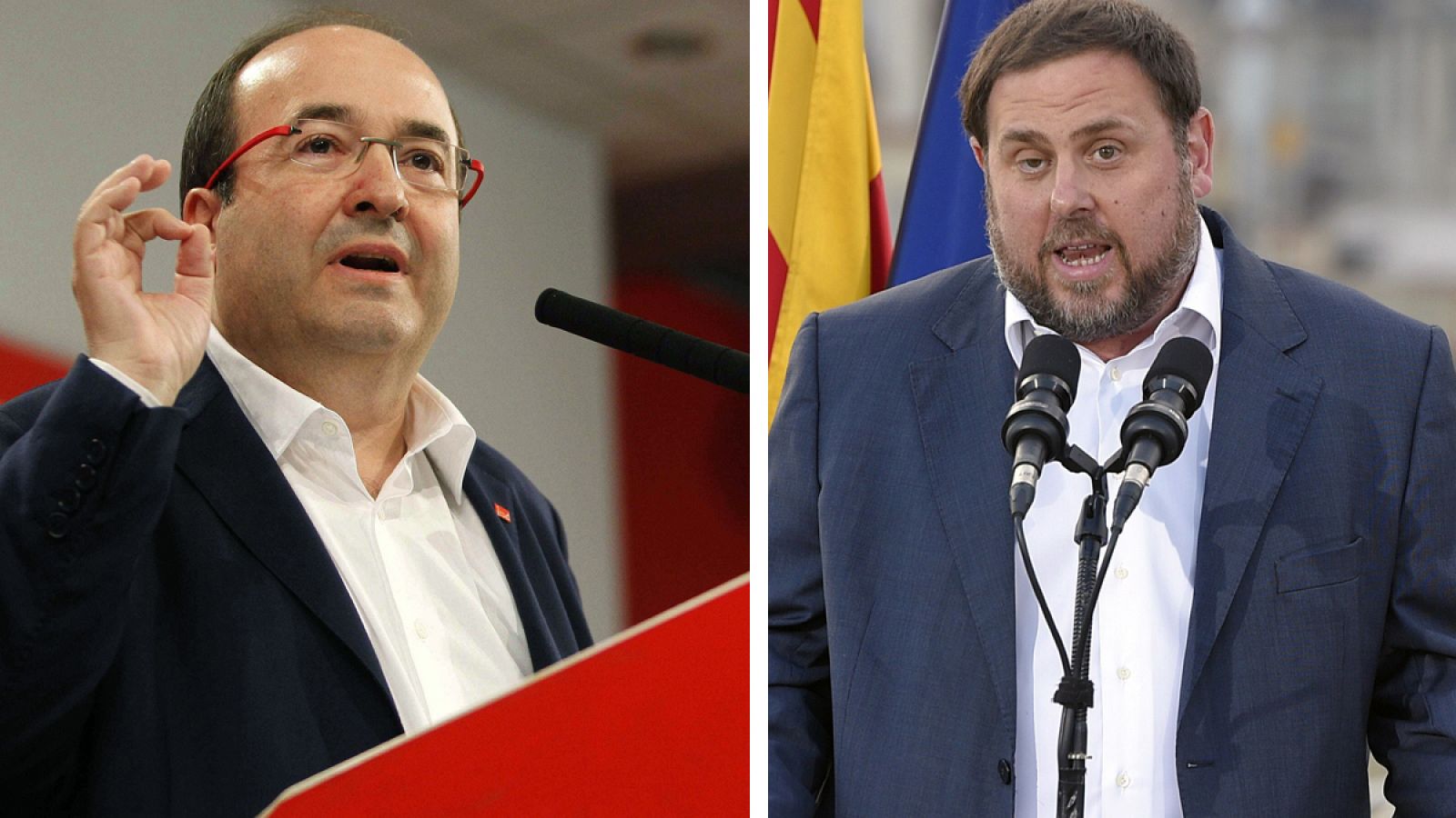 Los líderes del PSC, Miquel Iceta, y de ERC, Oriol Junqueras