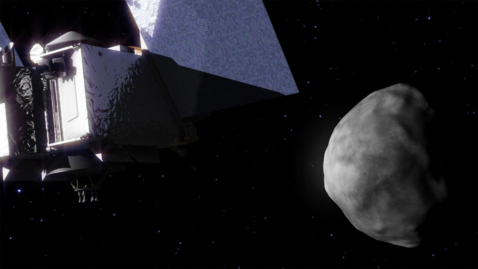 Ilustración que recrea la llegada de la nave Osiris-Rex al asteroide 'Bennu'.
