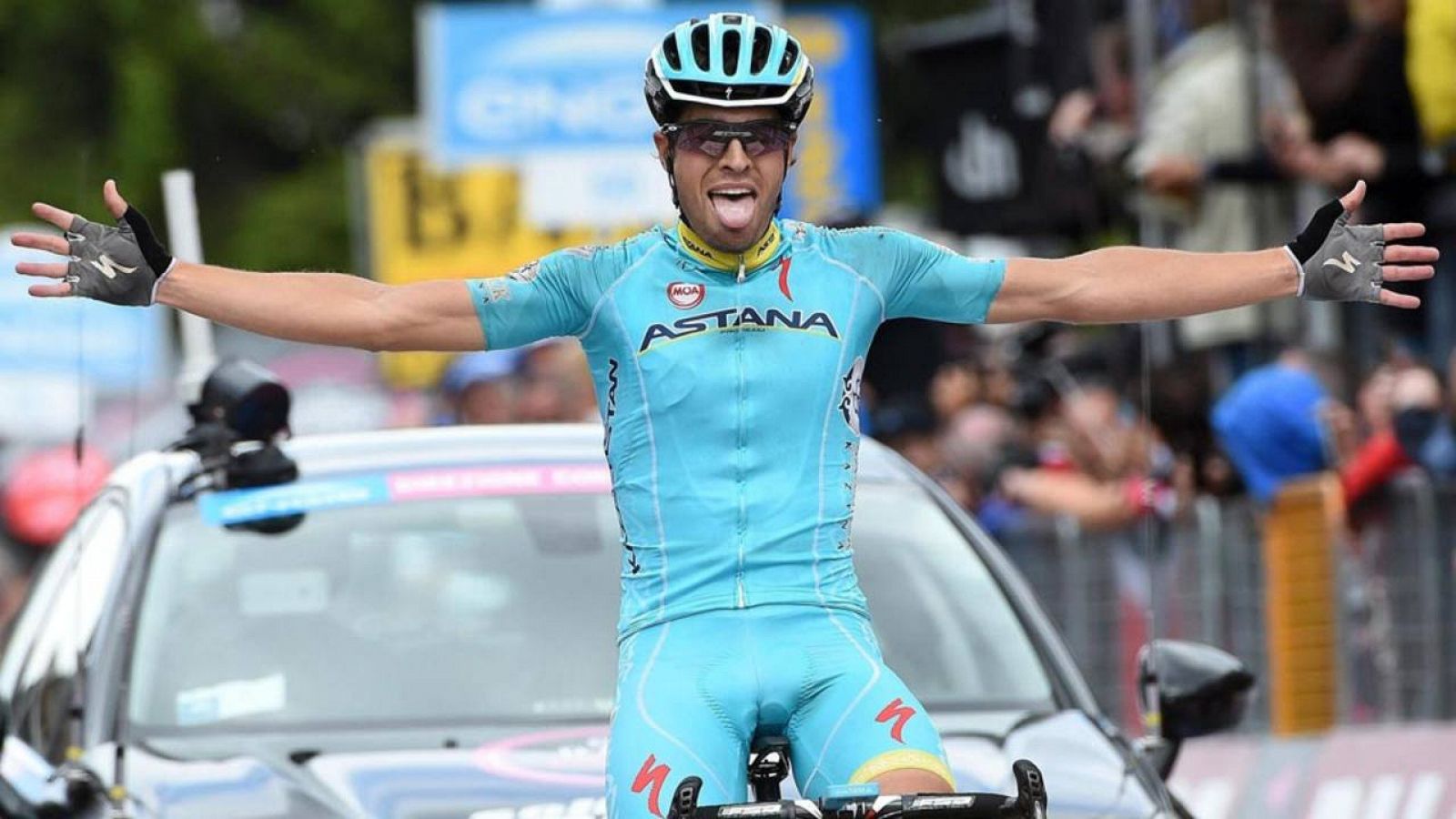 Mikel Landa celebra una victoria en el pasado Giro de Italia