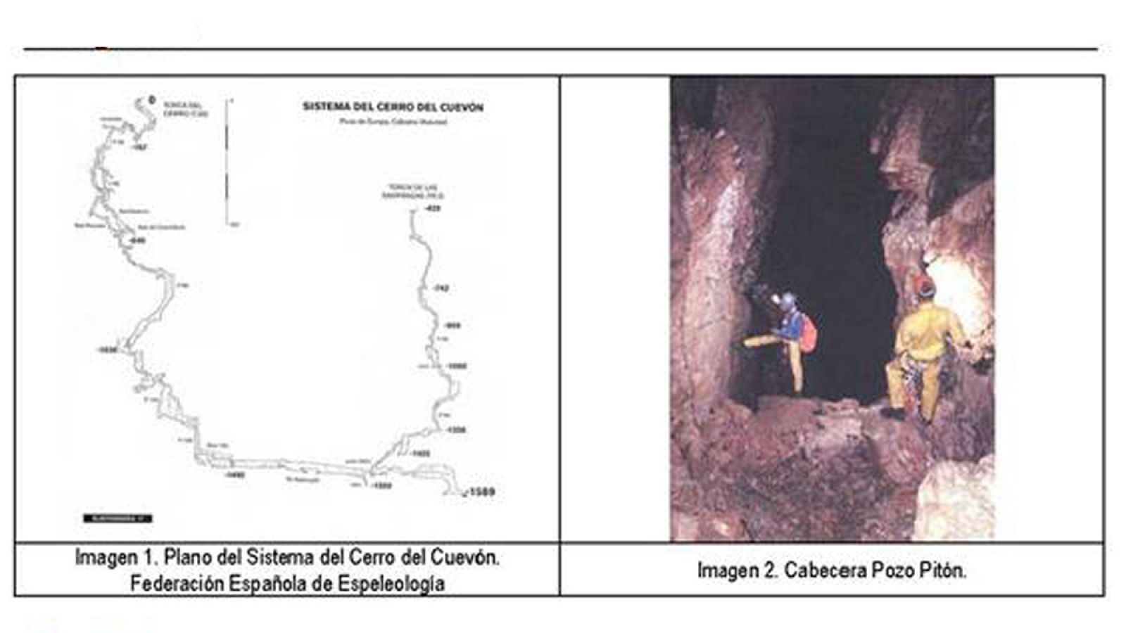 Plano de la cueva e imagen de una de las entradas