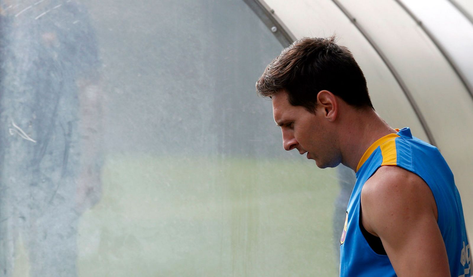 Leo Messi durante un entrenamiento con el Barcelona