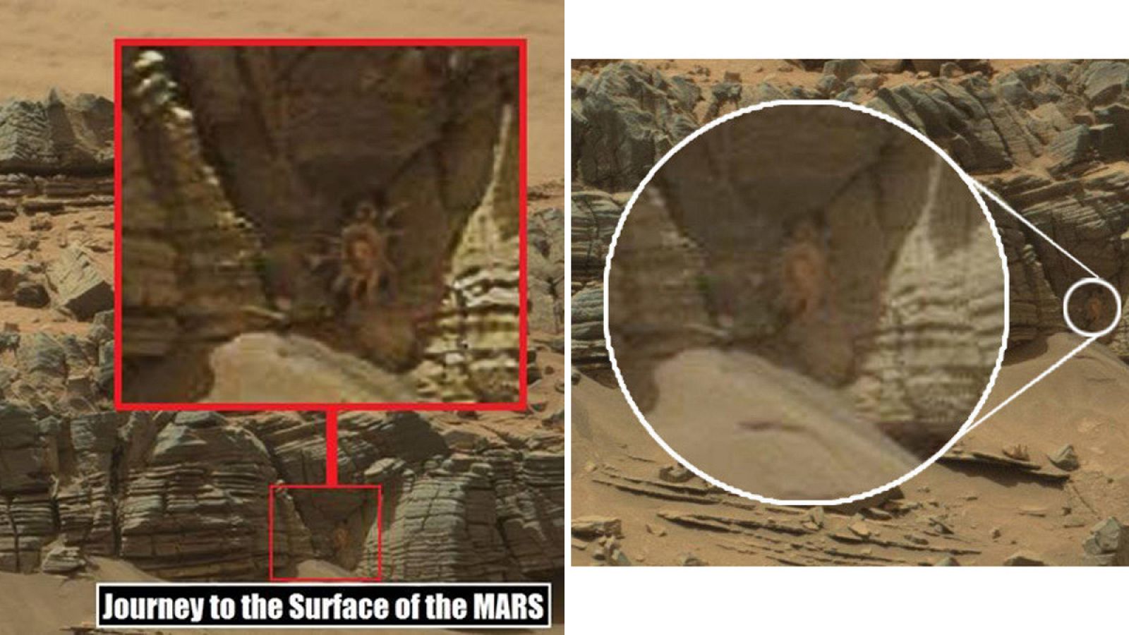 Los internautas han creído ver un cangrejo gigante en esta foto de Marte