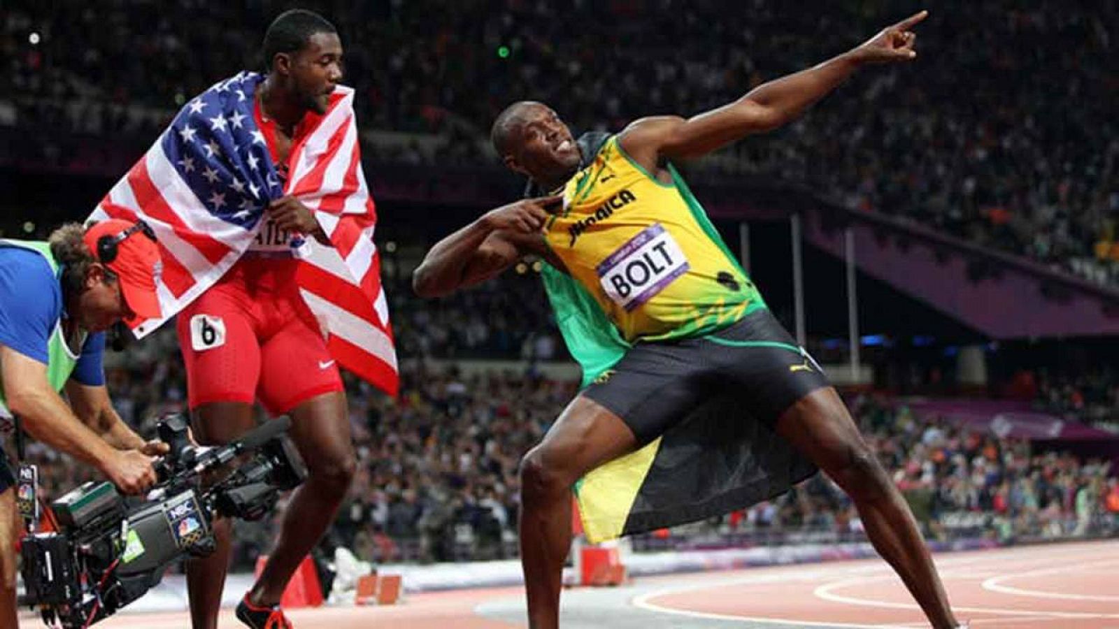 Usain Bolt y Justlin Gatlin, durante los Juegos Olímpicos de Londres 2012