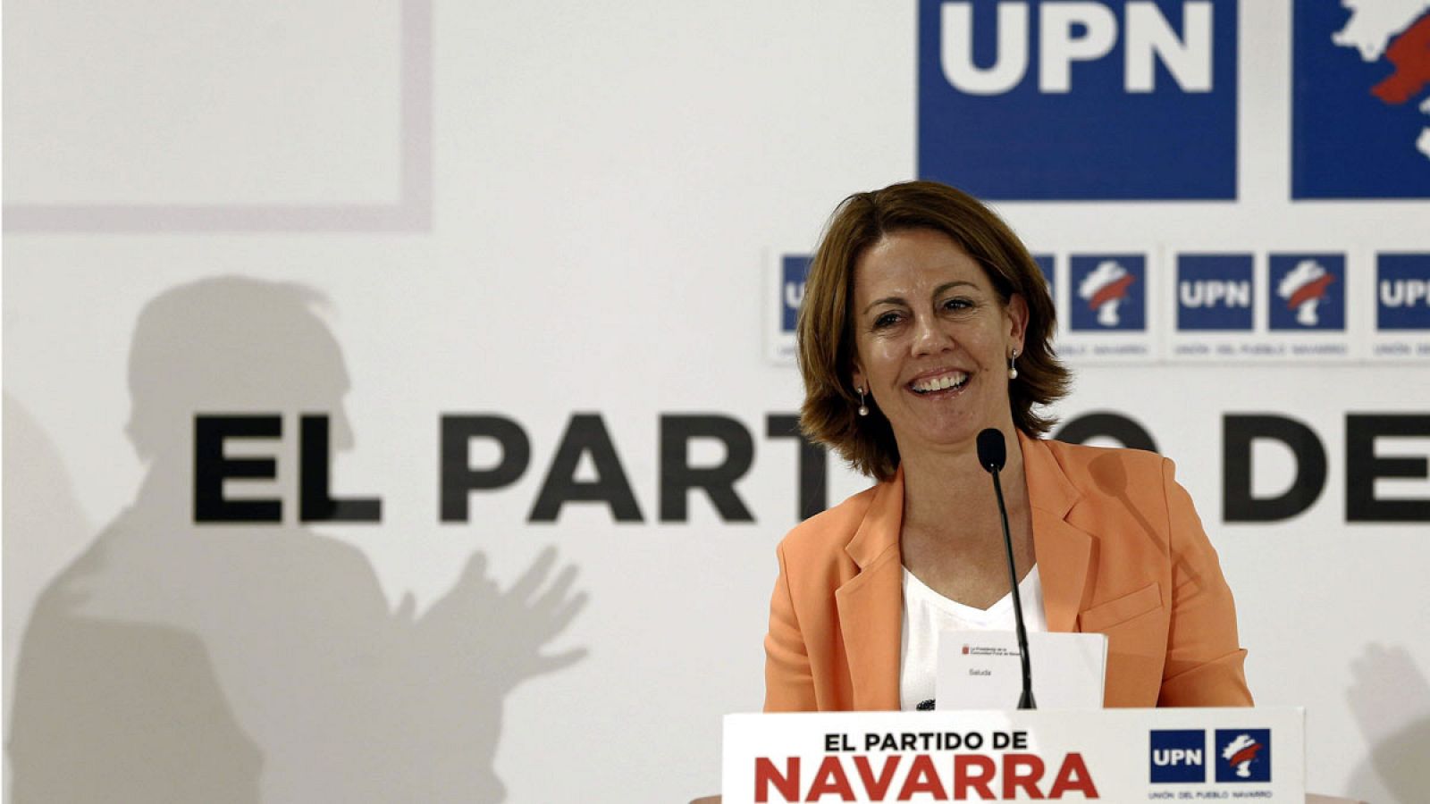 Yolanda Barcina en la asamblea general ordinaria de afiliados de UPN celebrada en Pamplona el 26 de junio de 2015