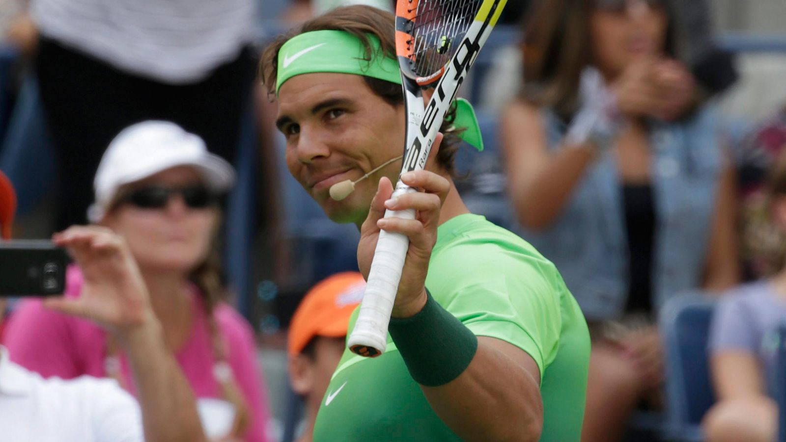 El español Rafa Nadal, en un partido de exhibición previo al US Open