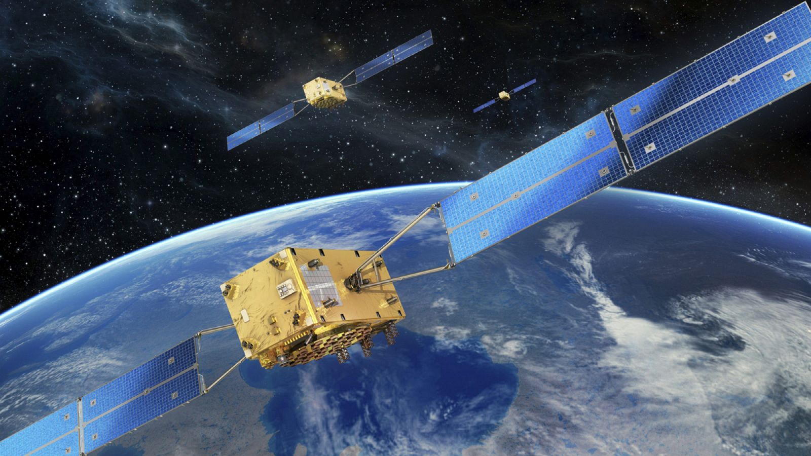 Fotografía facilitada por la Agencia Espacial Europea del sistema de navegación por satélite Galileo