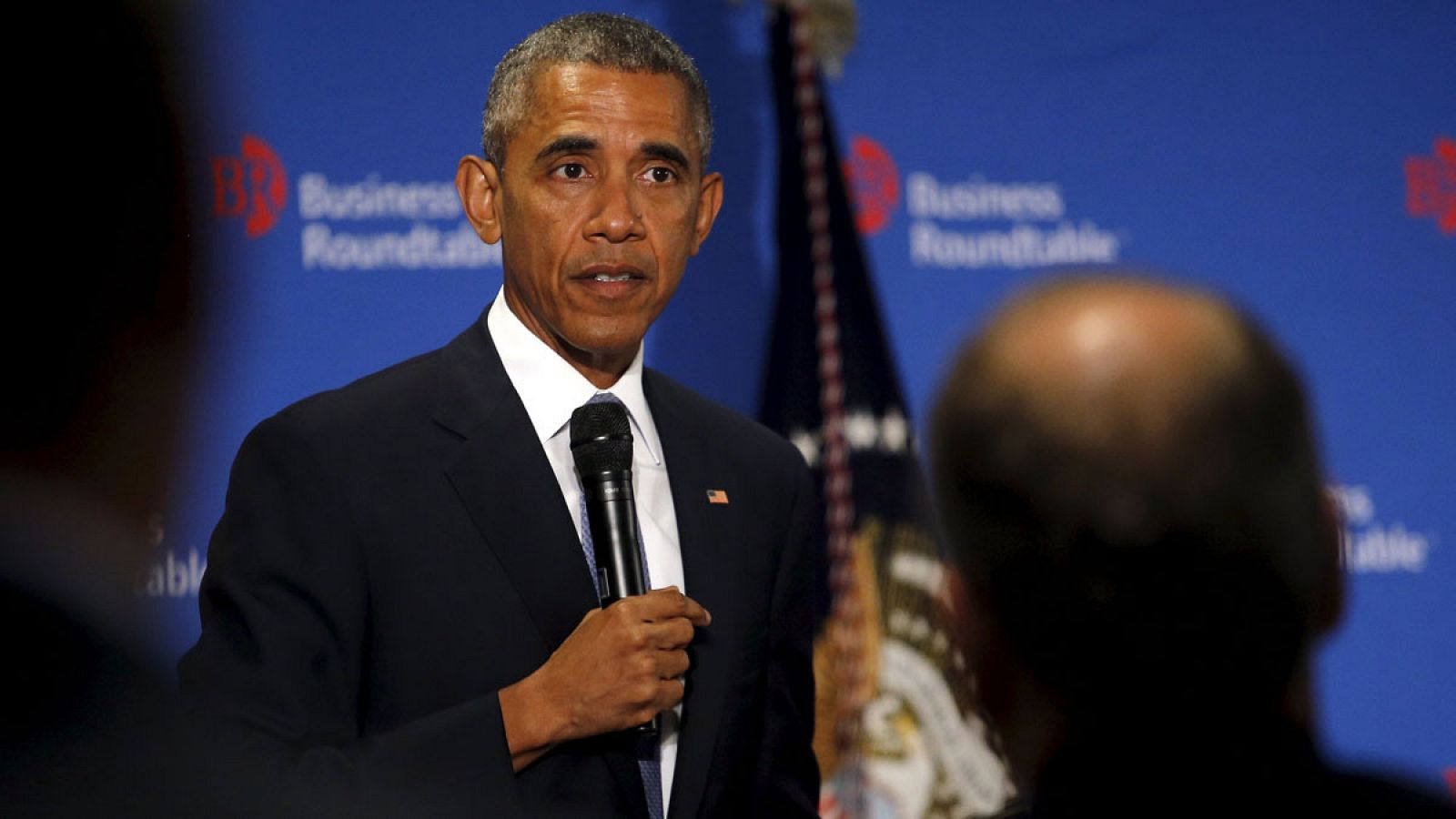 El presidente de EEUU Barack Obama interviene ante la Mesa Redonda de Negocios en Washington, este miércoles 16 de septiembre