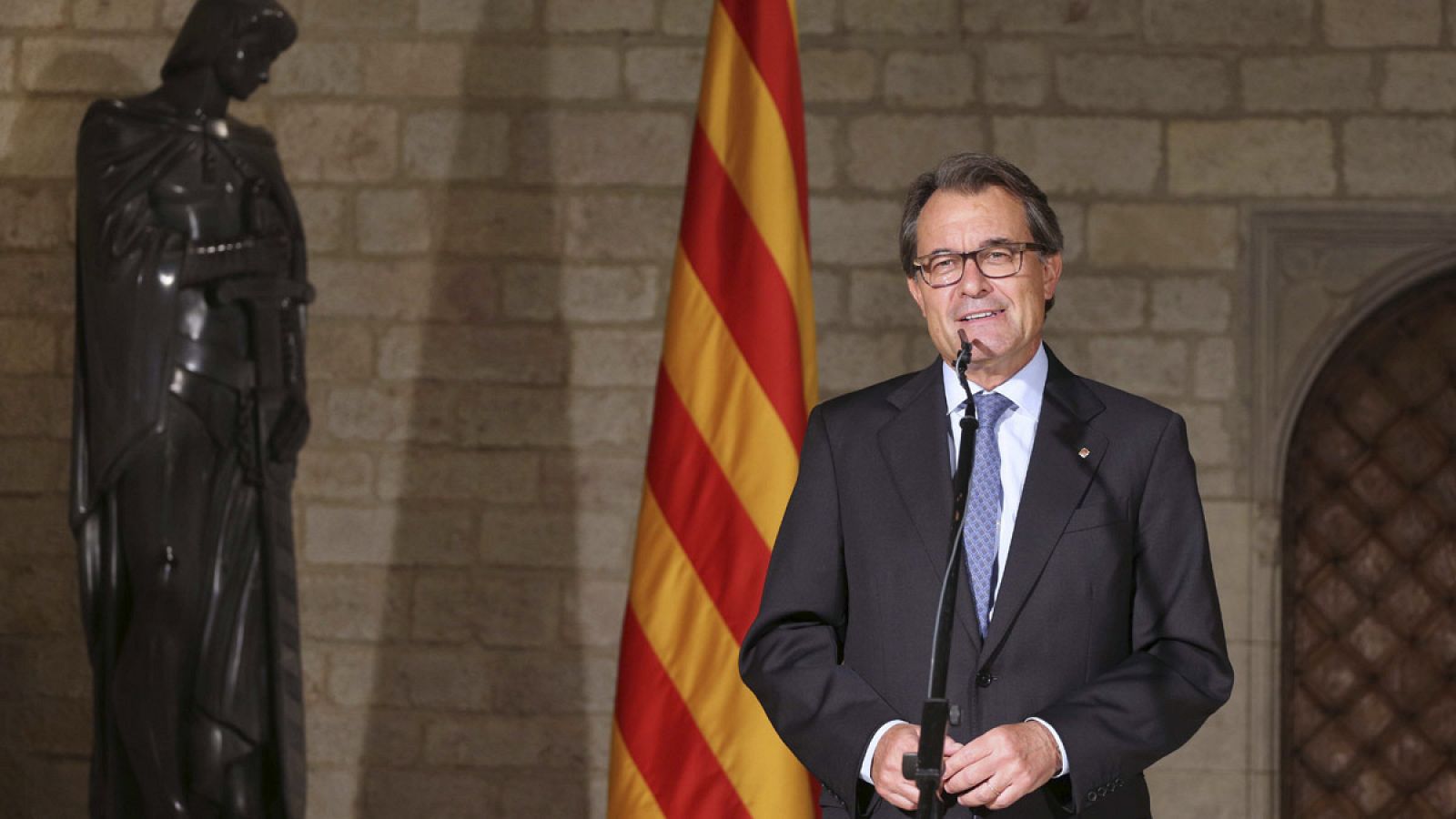 El presidente de la Generalitat, Artur Mas, en la declaración institucional con motivo de la Diada.
