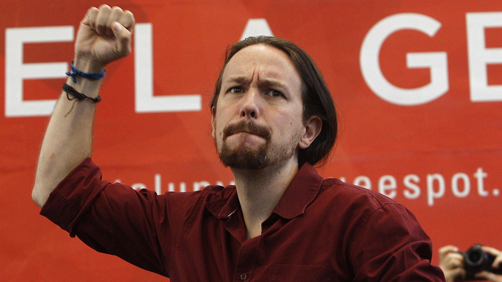 El líder de Podemos, Pablo Iglesias, en un mitin de Catalunya Sí que es Pot en Sabadell (Barcelona).