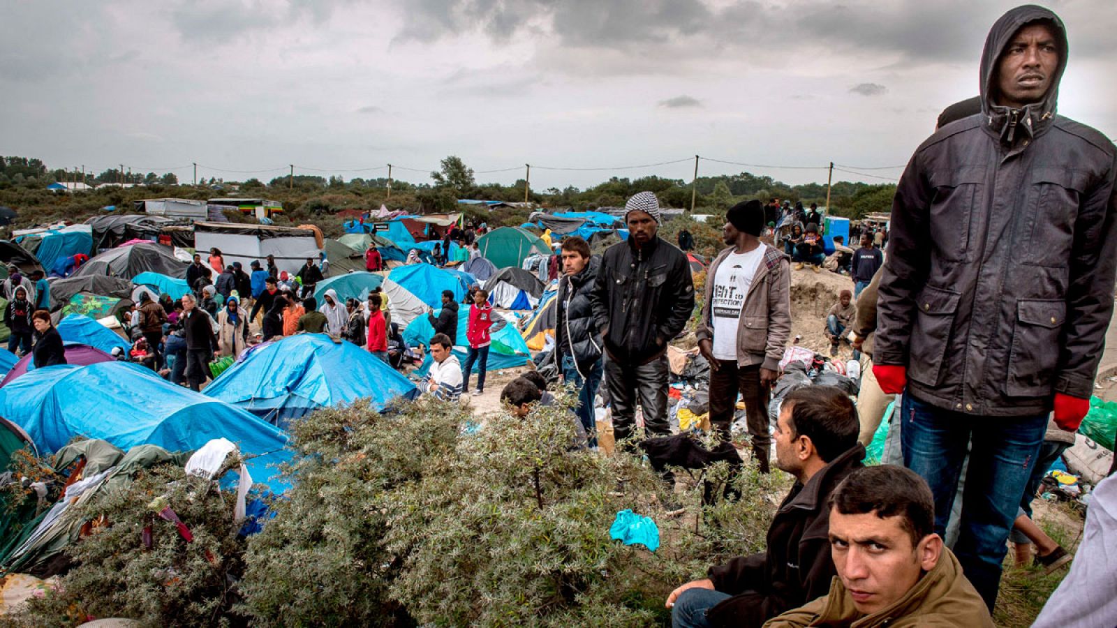 Un campamento de refugiados en Calais, Francia.