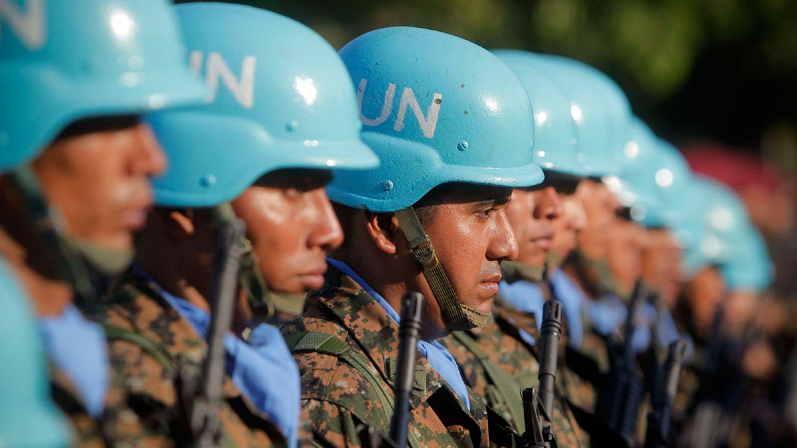   Miembros de las fuerzas de paz de la ONU en El Salvador en una imagen de archivo.