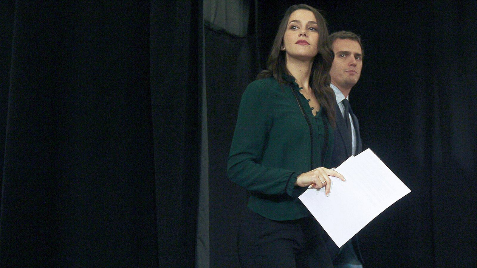 La candidata de C's a la presidencia de la Generalitat, Inés Arrimadas, y el líder del partido, Albert Rivera