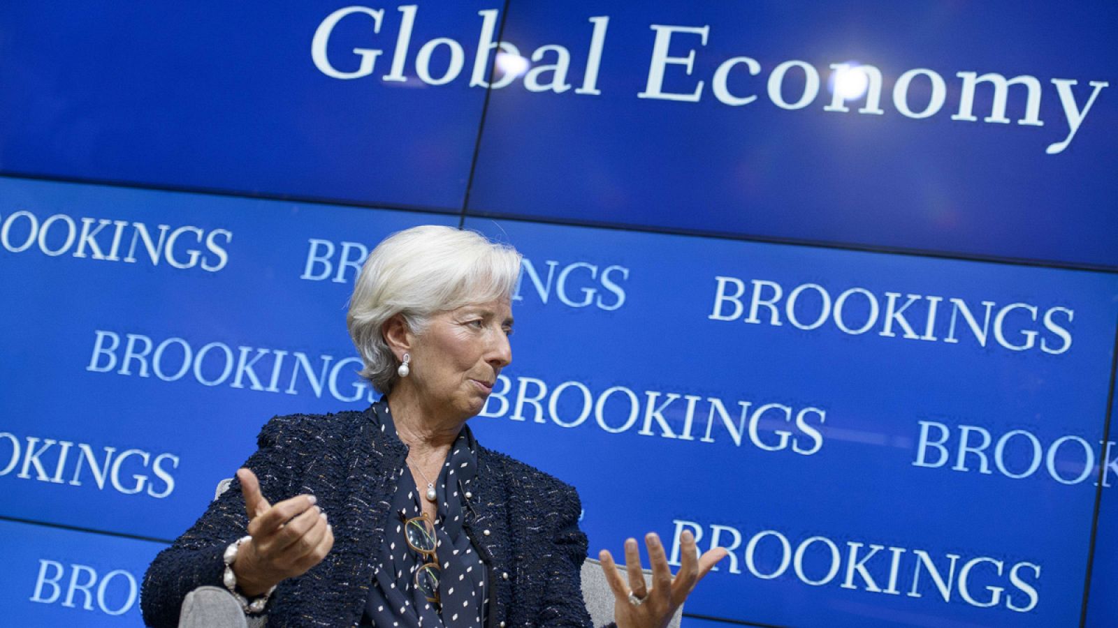 La directora gerente del FMI, Christine Lagarde, durante una conferencia en Brookings Institution en Washington
