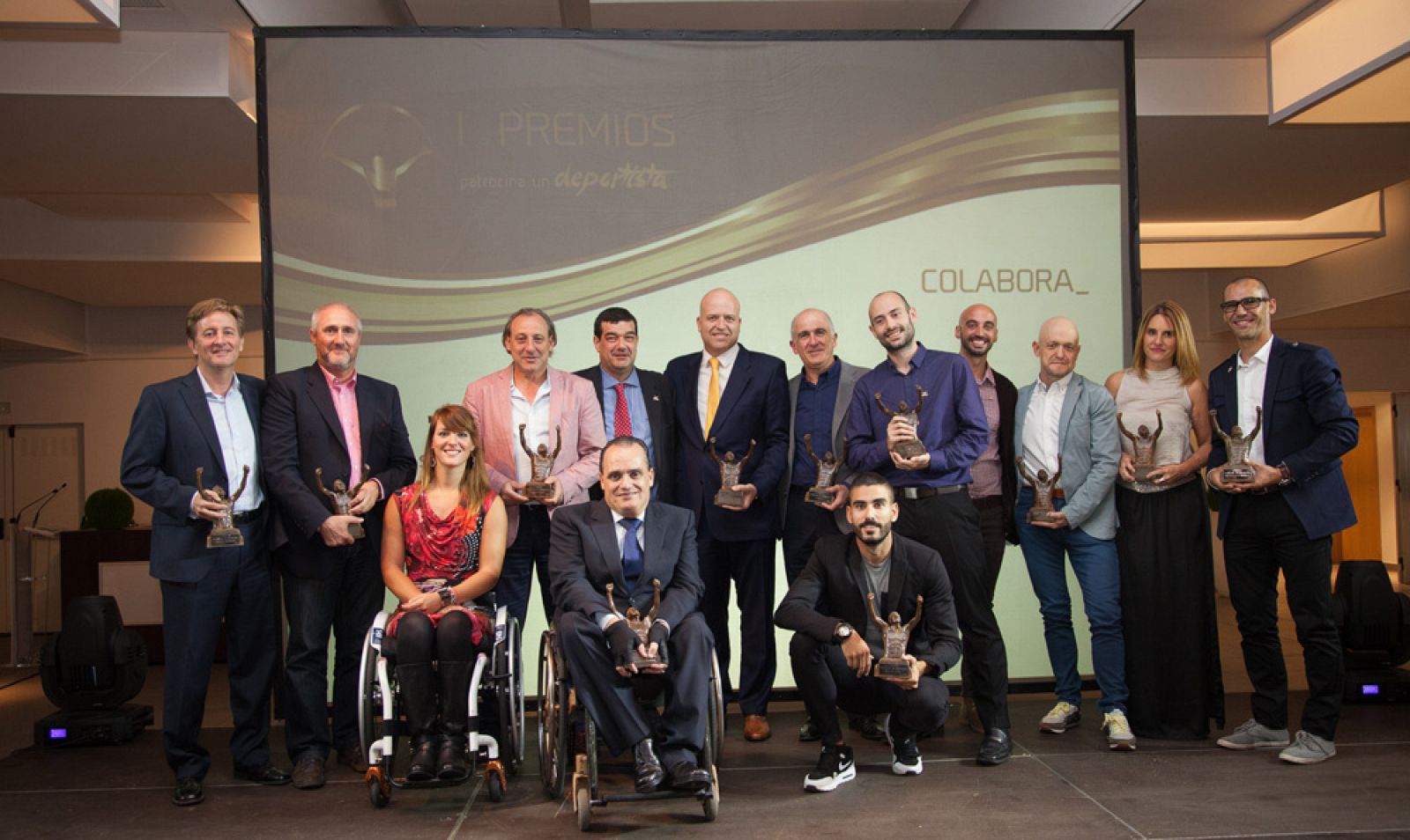 Los ganadores de la primera edición de los Premios Patrocina un Deportista, en la gala de ayer celebrada en el Hipódromo de la Zarzuela (Madrid)