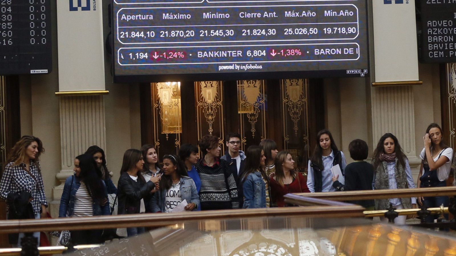 Un grupo de jóvenes visita la Bolsa de Madrid