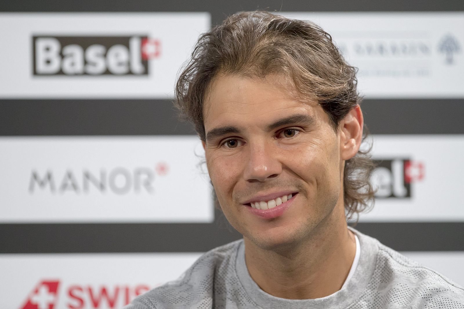 Nadal en la rueda de prensa previa al torneo que va a disputar en Basilea.