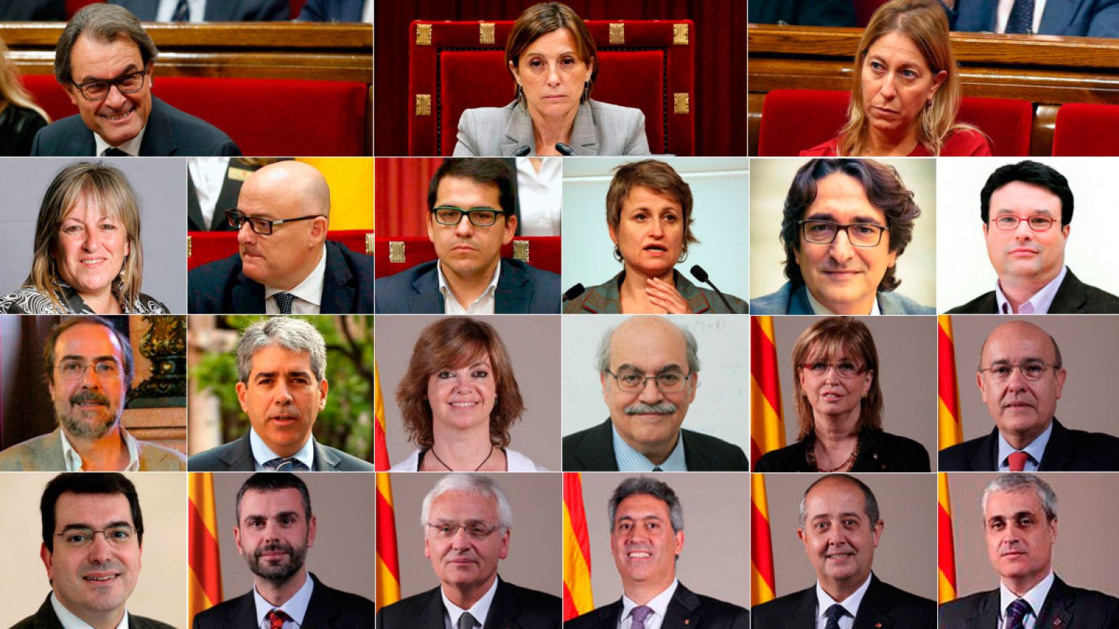Los 21 altos cargos catalanes señalados en el recurso del Gobierno al Tribunal Constitucional.